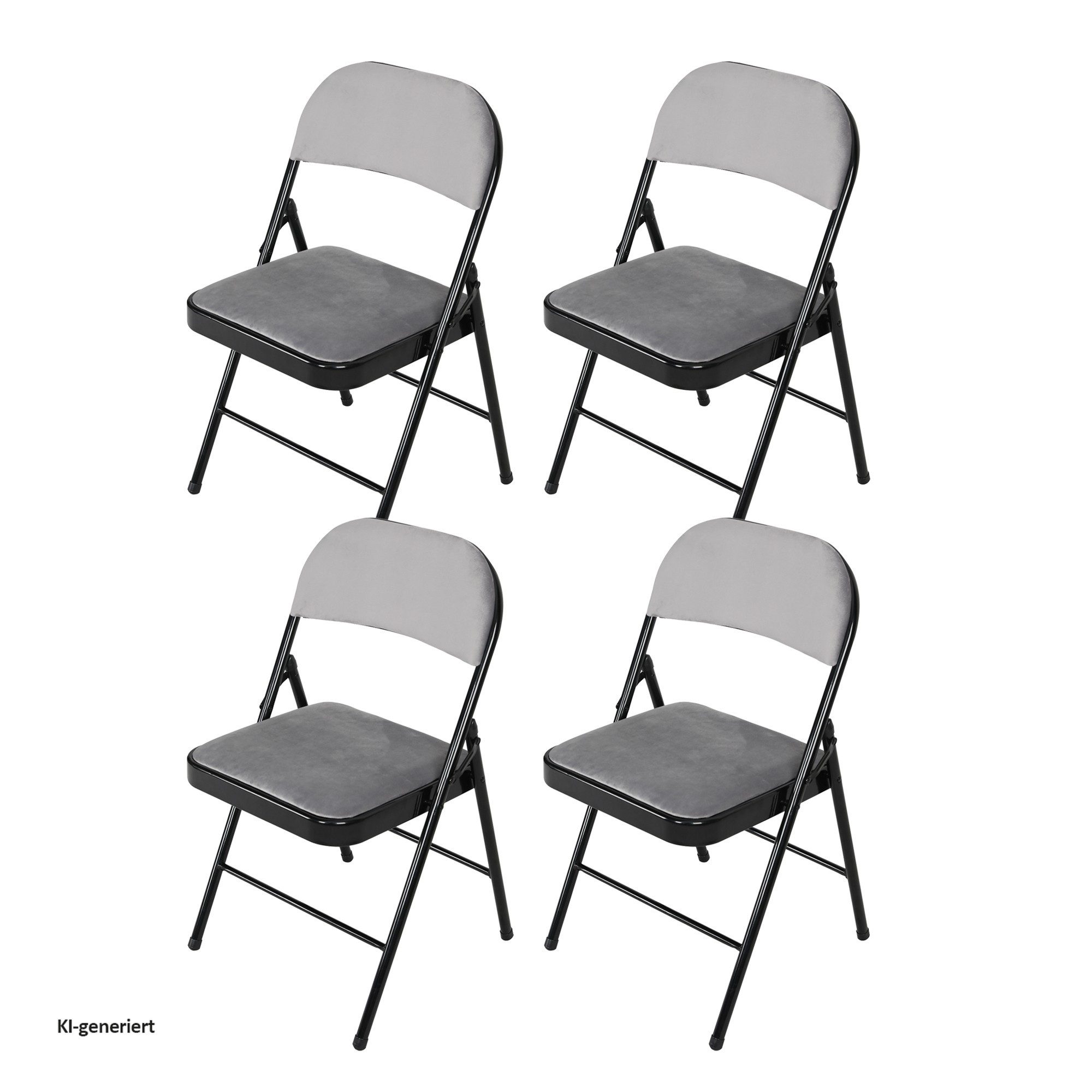 HTI-Living Klappstuhl Klappstuhl Wedigo Velvet Grau 4er-Set (Set, 4 St), Gästestuhl Familienfeiern Firmenveranstaltungen