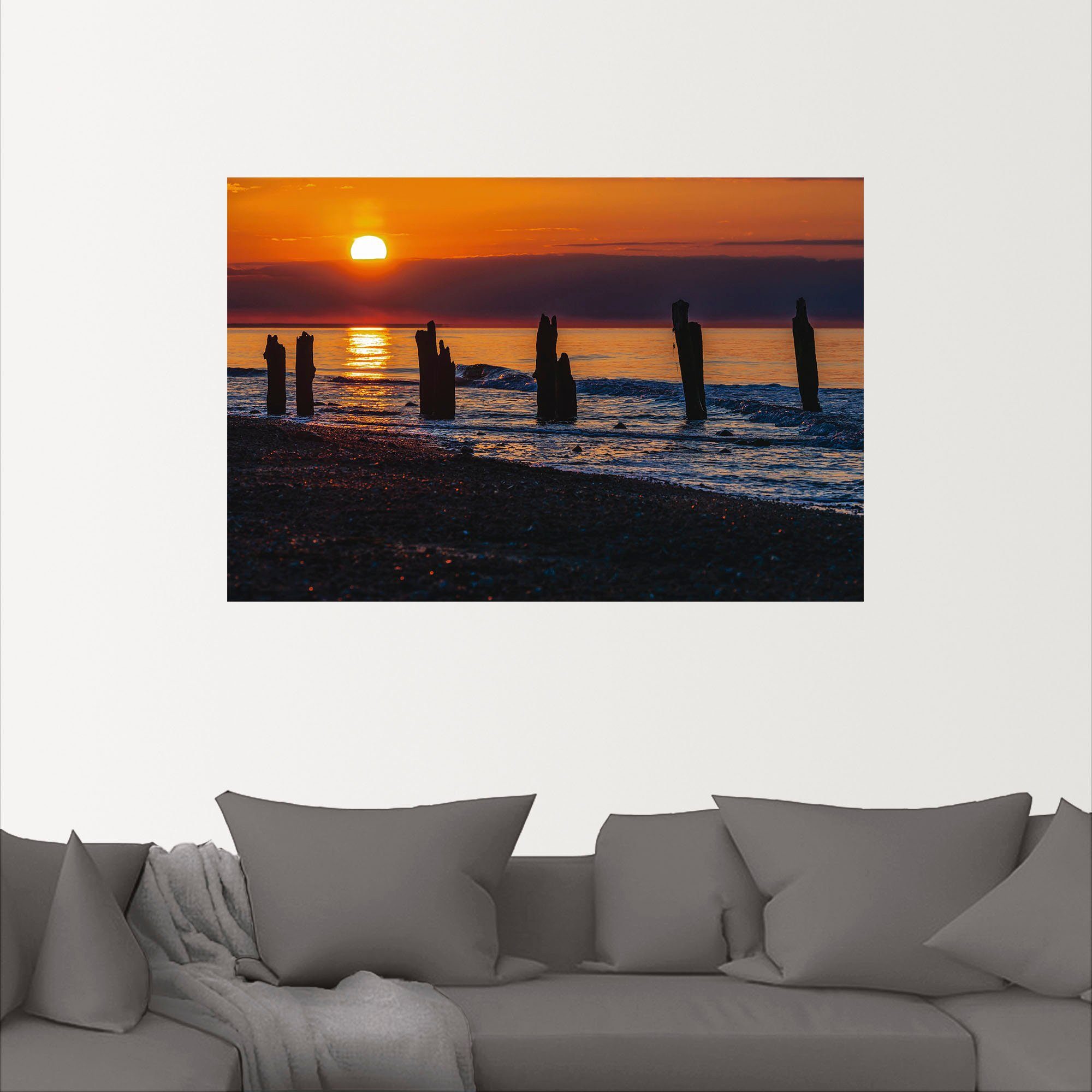 oder vom St), Sonnenuntergang Bilder Größen Artland -aufgang an Kühlungsborn II, Leinwandbild, als (1 Ostsee & Alubild, versch. der Wandbild in Poster Wandaufkleber bei Buhnen