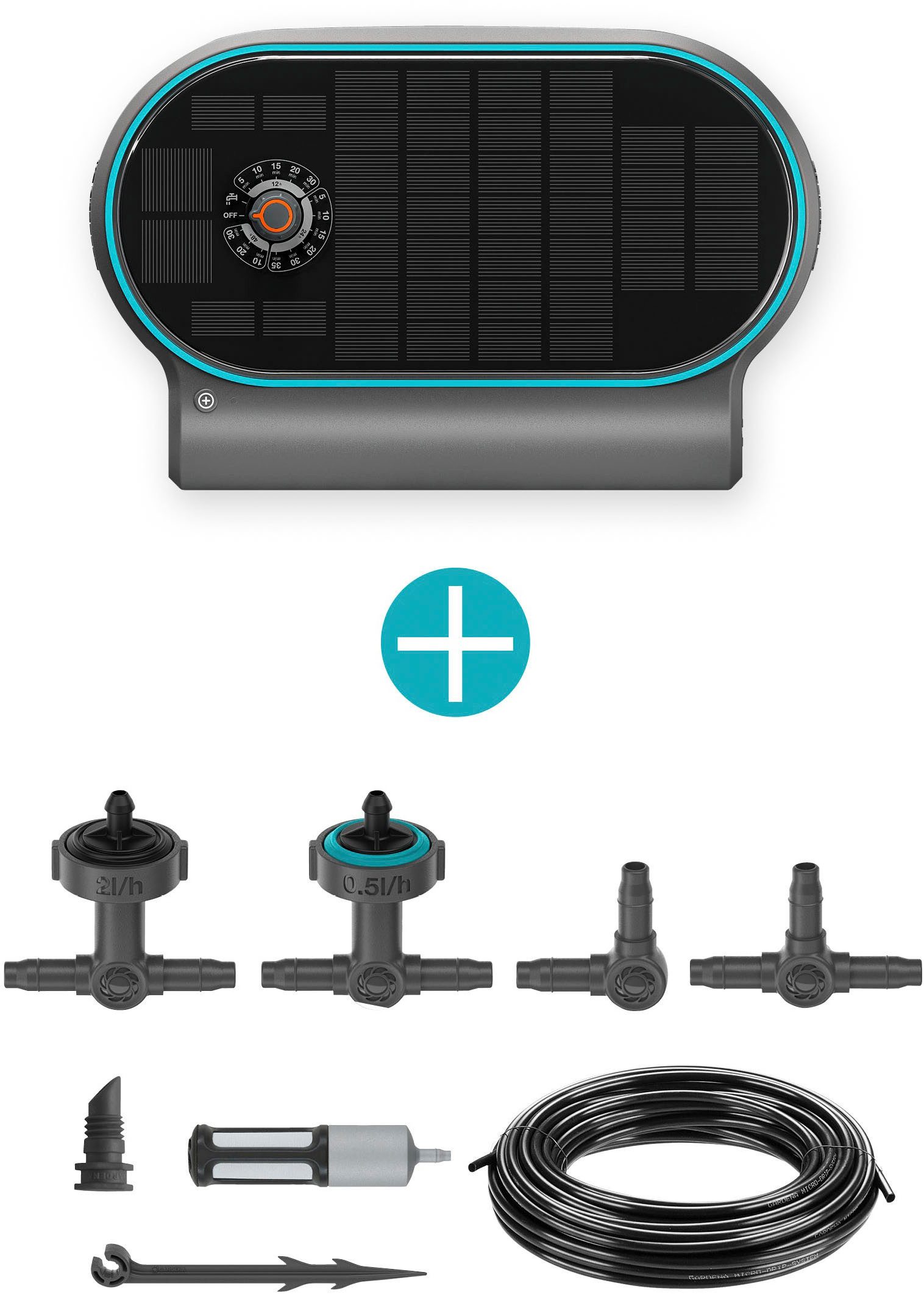 GARDENA AquaBloom L Solar Irrigation Control Set, Automatic Watering