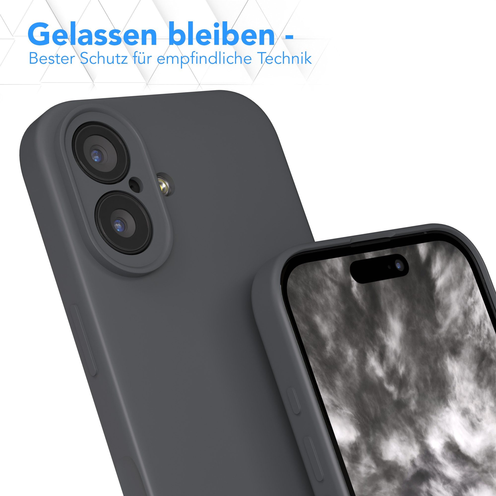 EAZY CASE Handyhülle für Apple iPhone 17 Hülle Silikon 6,3 Zoll, Hülle mit Kameraschutz Handycase Soft Smart Slimcover matt Dunkelgrau – Bild 4 von 5