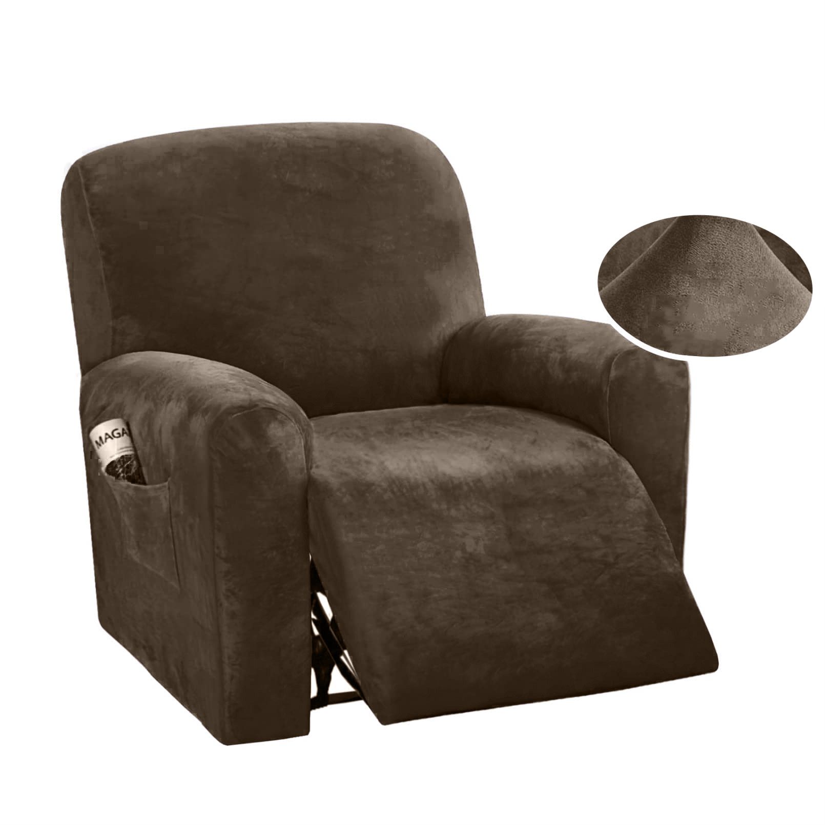 Relaxsesselhusse Samt Sesselschoner, Relaxsessel Stretchhusse, mit Taschen
