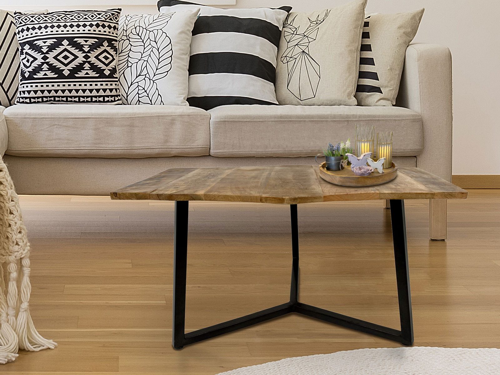 Amagohome Beistelltisch Beistelltisch Holz massiv Sofa günstig online kaufen