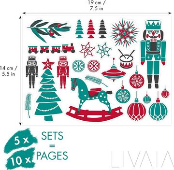 LIVAIA Sticker Weihnachtsaufkleber für Advent Kalender zu Weihnachten 5x Sticker Set, verschiedene Motive