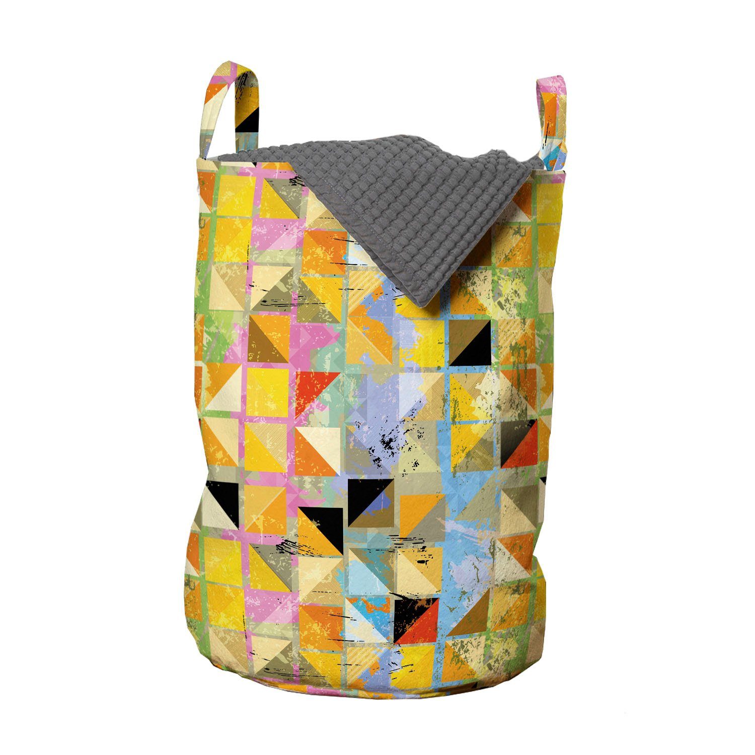Abakuhaus Wäschesäckchen Wäschekorb mit Griffen Kordelzugverschluss für Waschsalons, Geometrisch Kreative Grunge Squares