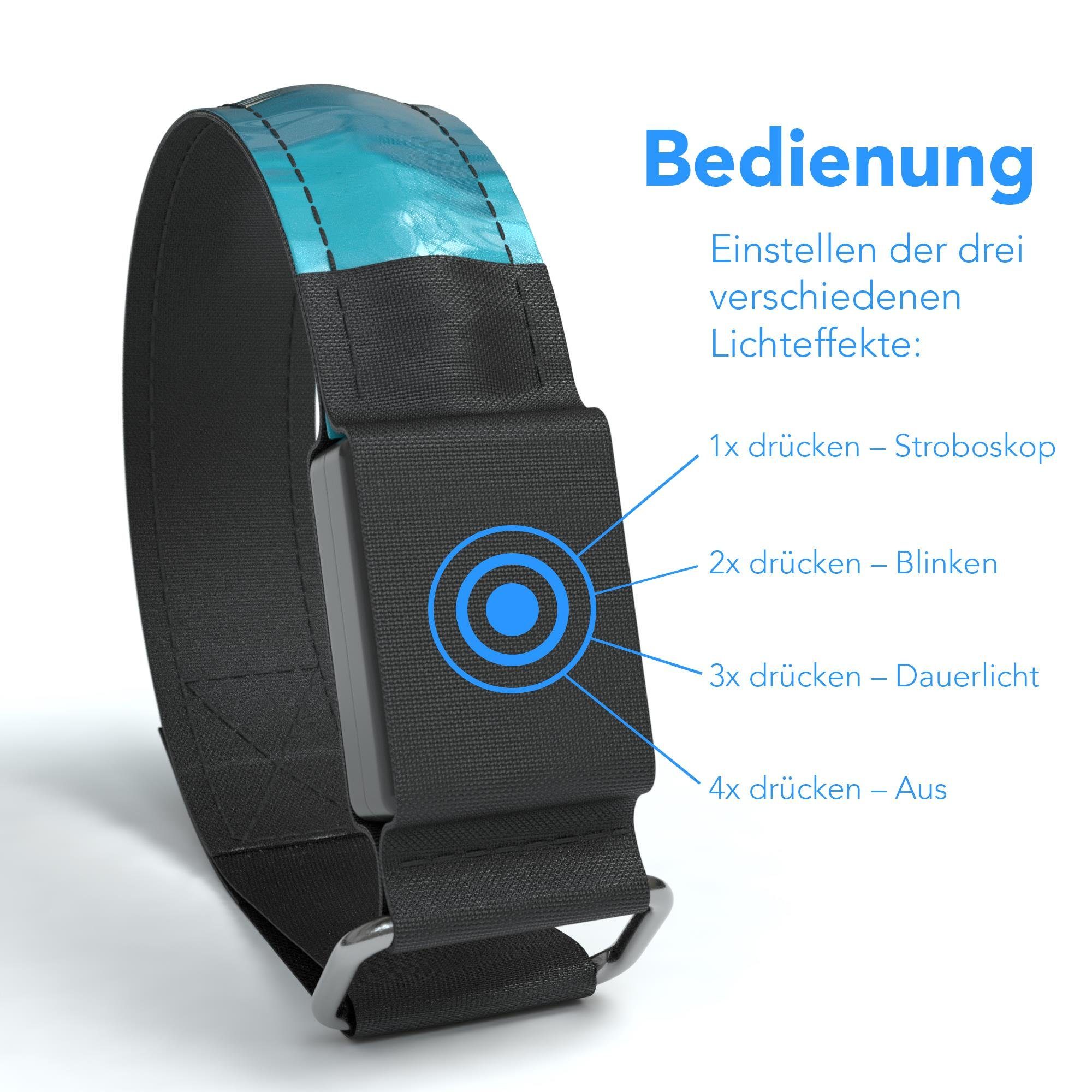 EAZY CASE Fahrradreflektor 4er Set Reflektor Flash Armband, Blinklicht Fahrrad LED Armband LED Licht Reflektoren Kind Hund Blau