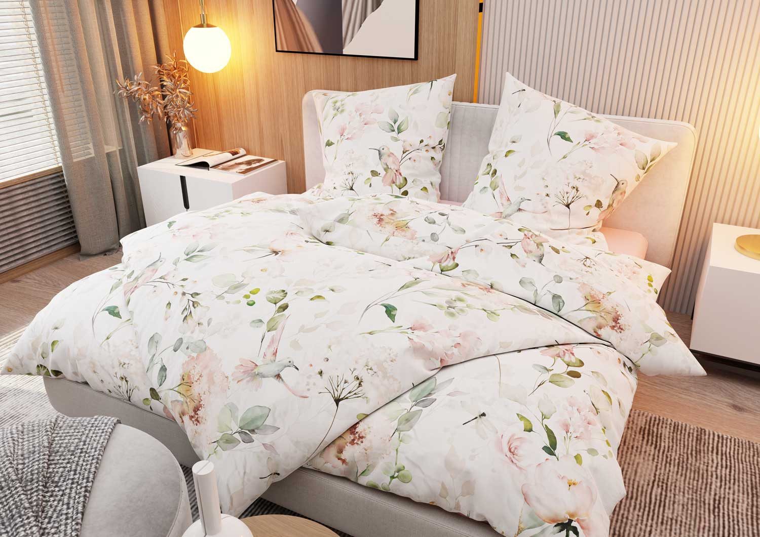 BETTWAESCHE-MIT-STIL Bettwäsche Mako Satin Bettwäsche Kolibri günstig online kaufen