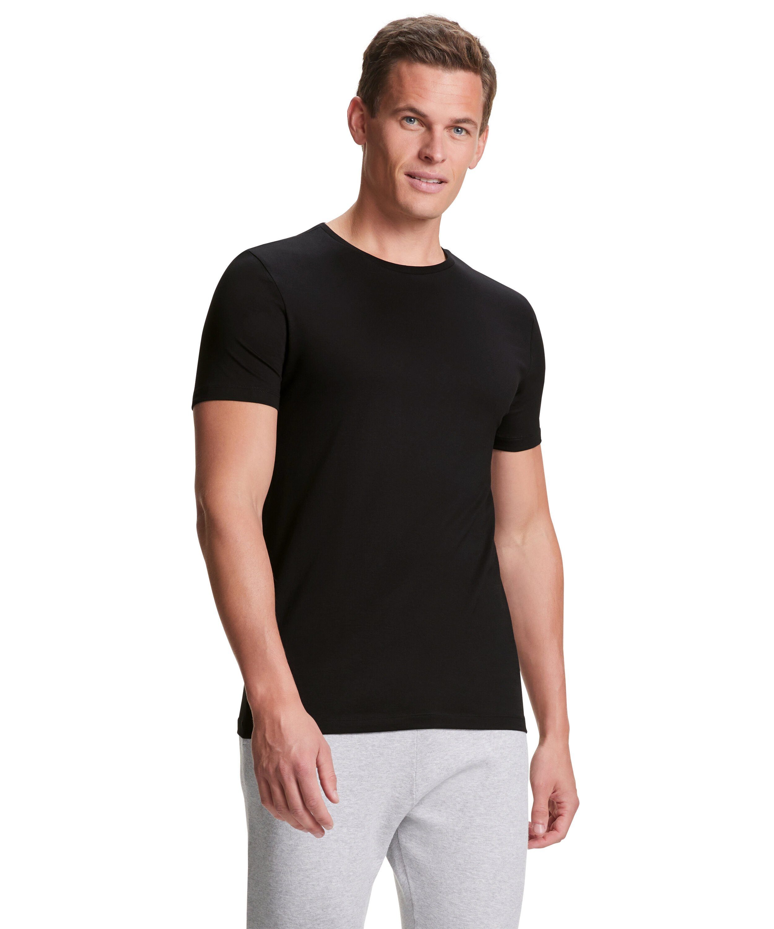 FALKE T-Shirt black Material aus atmungsaktivem 2-Pack (3000) (2-tlg)