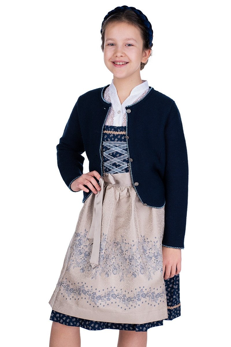 Isar-Trachten Trachtenjacke Strickjacke Kinder - ELEGANTINE - marine, pink