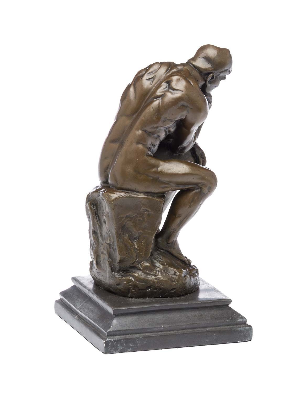 Denker Bronzefigur Skulptur 25cm Bronzeskulptur Aubaho Mann der Rodin nach Ko Skulptur