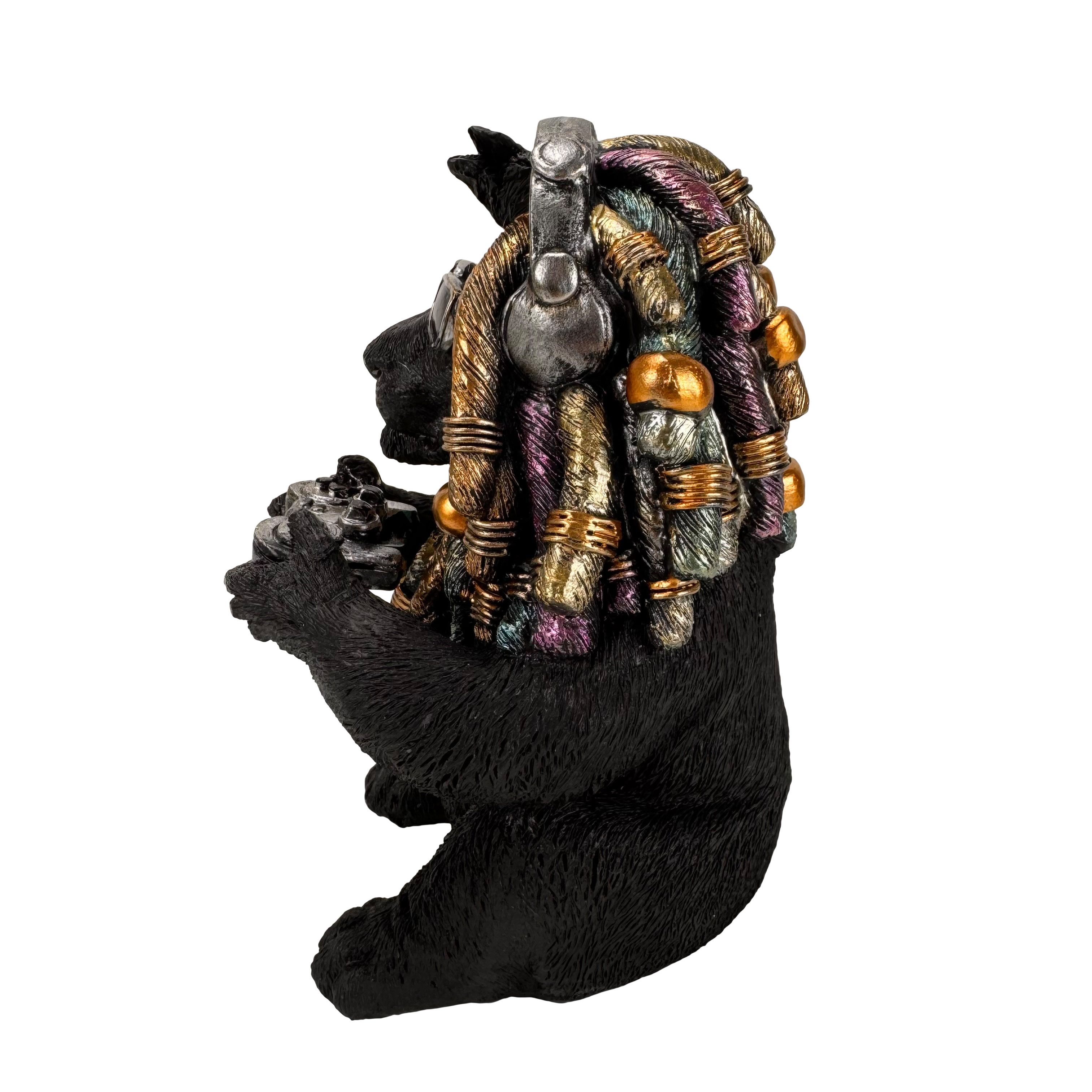 Online-Fuchs Dekofigur Zocker Affe, Kuh oder Löwe mit Controller & Kopfhörern - Geschenkidee (tolle Möglichkeit für Geldgeschenke zum Geburtstag, 18 cm groß), Deko für XBOX Series X S, Playstation PS5, Nintendo Switch 2