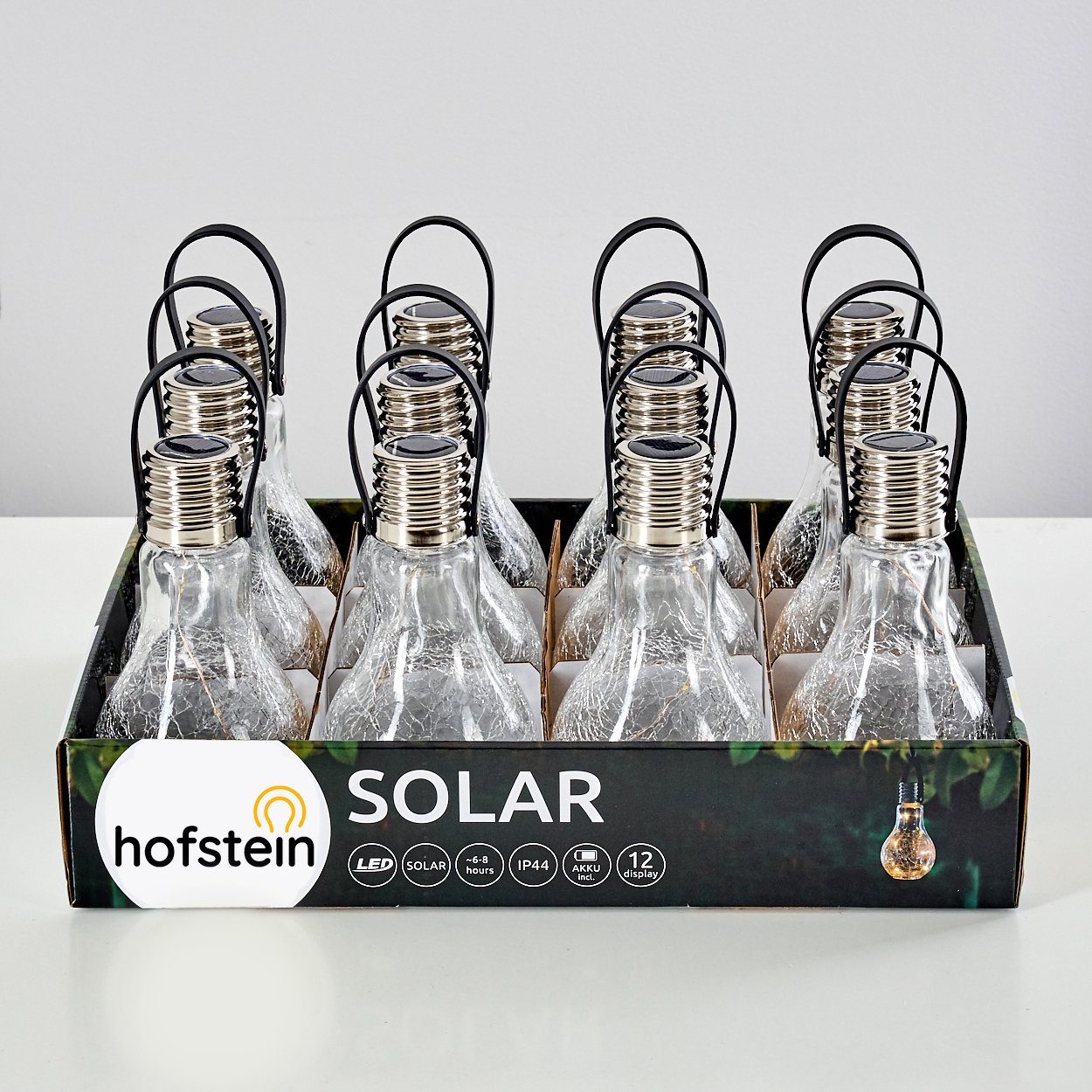 aus kein »Marta« hofstein LED nötig mit Solarleuchte Solarleuchte Echtglas, Stromanschluß Ein-/Ausschalter, Gartenlampe Solarpanel,