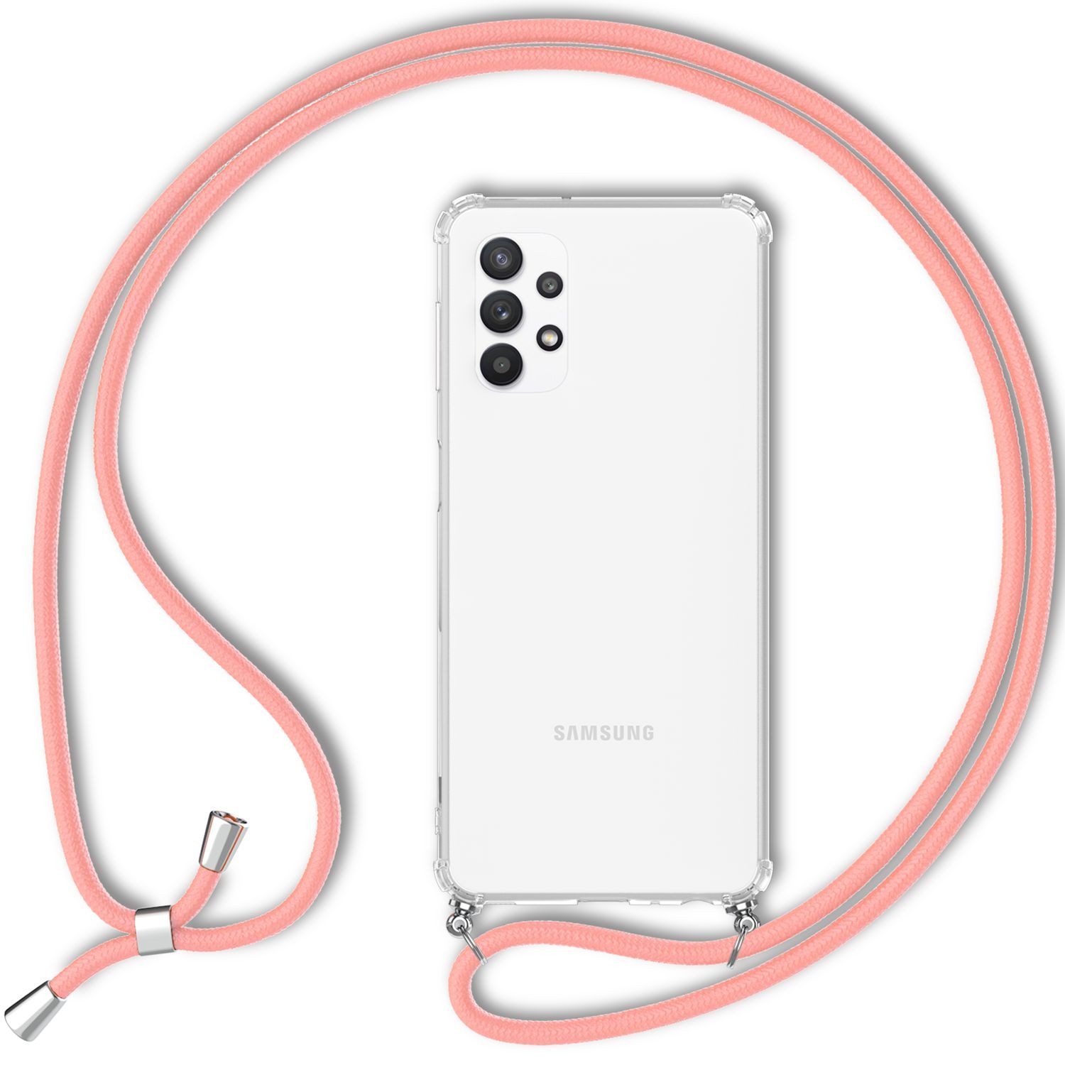 Nalia Backcover Samsung Galaxy A13 16,8 cm (6,6 Zoll), Klare Hülle mit Kette zum Umhängen / Harte Rückseite / Handyband Cover