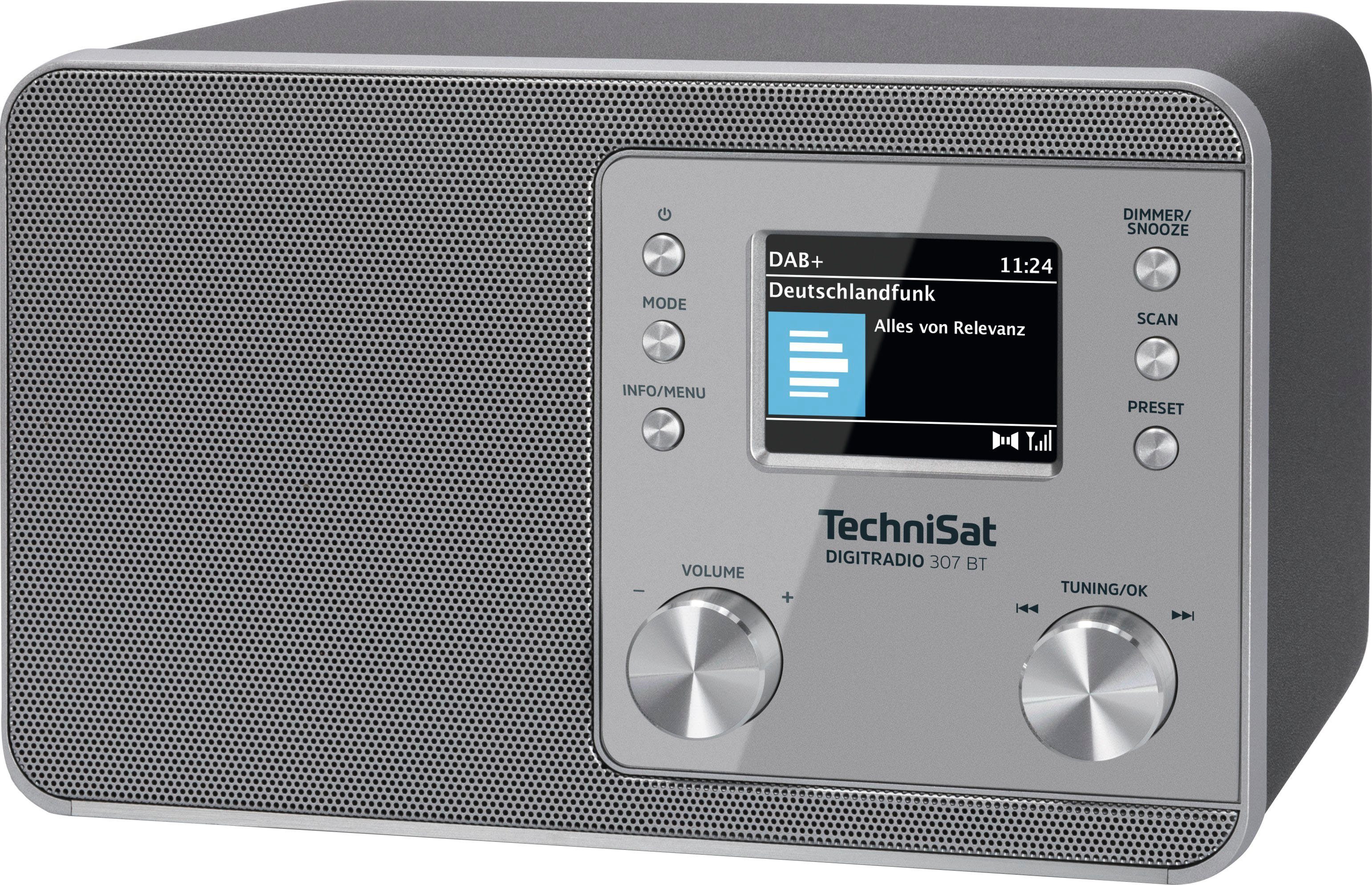 (Digitalradio Silber 5 W) TechniSat (DAB), UKW 307 mit DIGITRADIO BT Radio RDS,