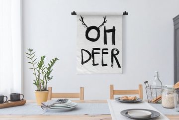 MuchoWow Wanddekoobjekt Zitate - Oh Deer - Weihnachten - Tiere - Geweih, Deko für an der Wand, Wohnzimmer, Tapisserie, Schlafzimmer