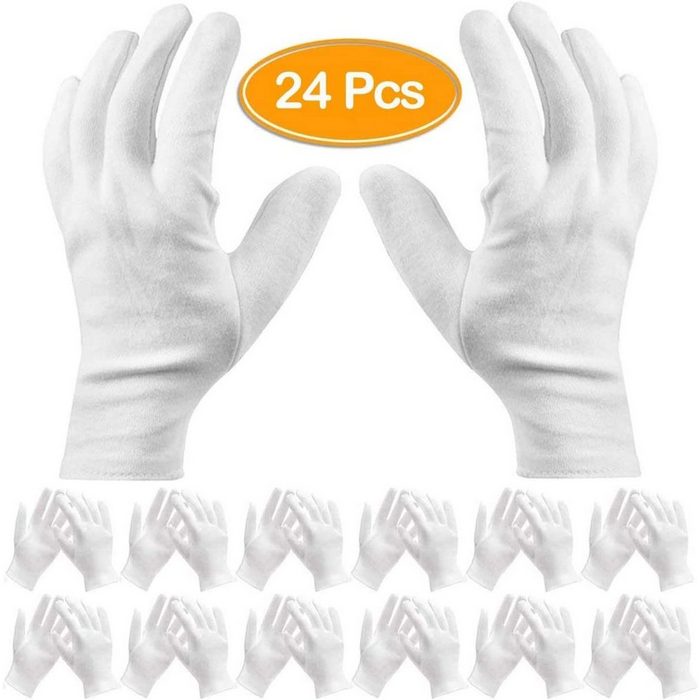 Mmgoqqt Baumwollhandschuhe 12 Paar weiße Baumwollhandschuhe für trockene Hände SPA-Handschuhe