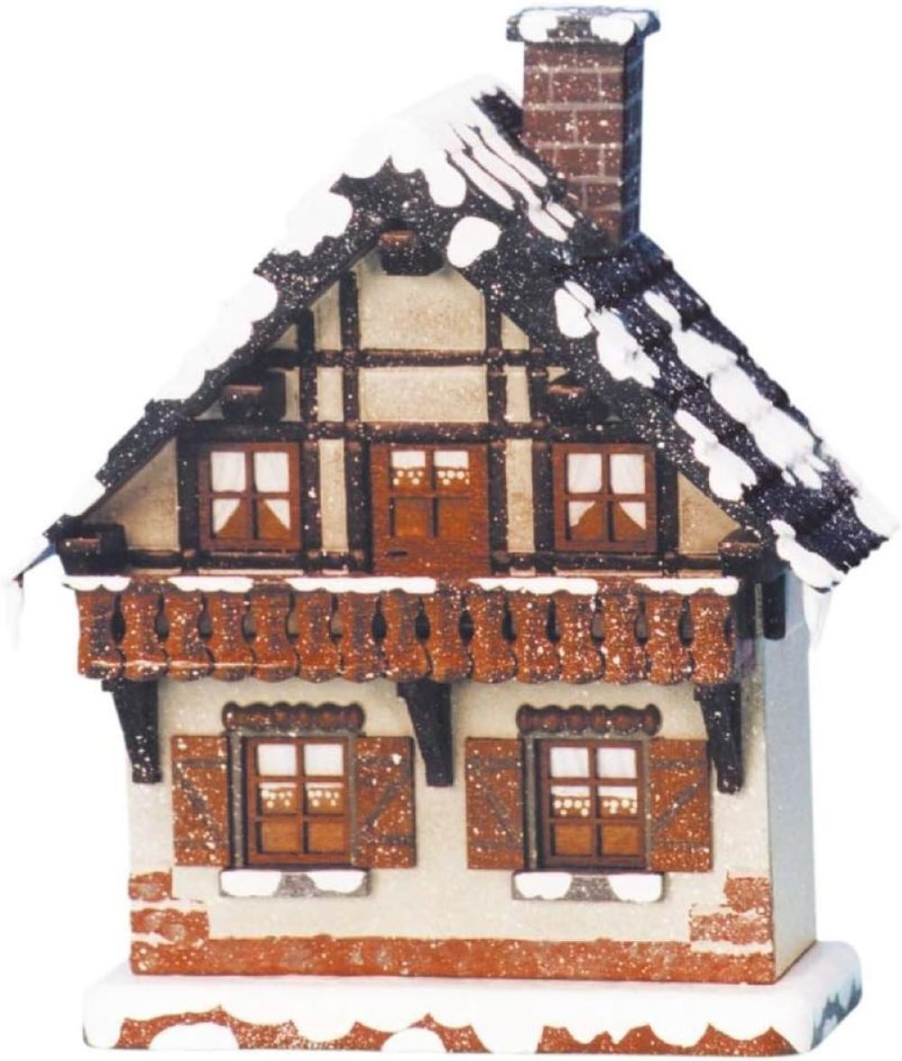 Original Hubrig (Hubrig Volkskunst GmbH) Sammelfigur Winterkinder Haus Balkon, elektrisch beleuchtet, Höhe 14cm, Handwerkskunst original Erzgebirge