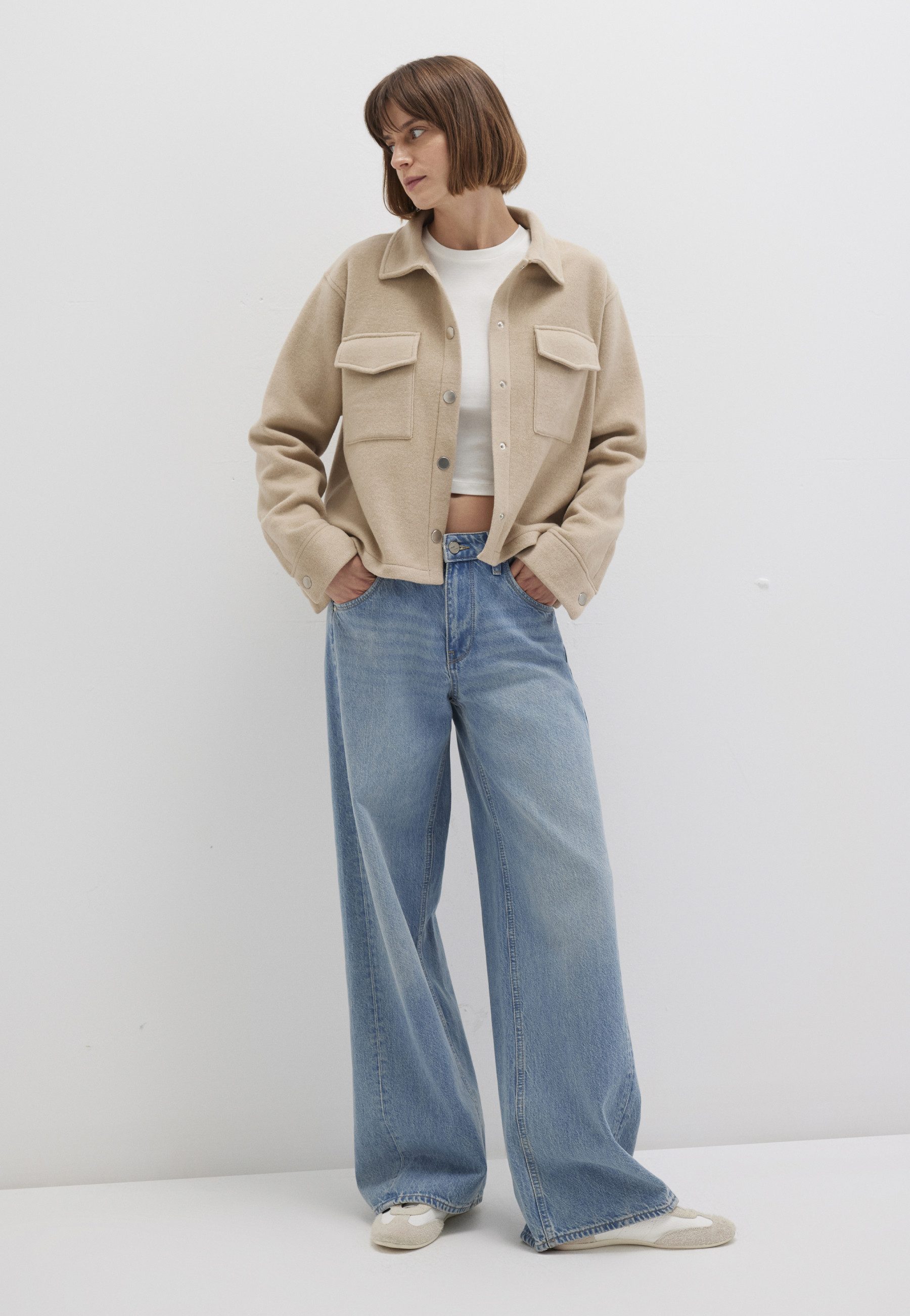 Mavi Rundhalspullover BUTTON SWEATSHIRT Overshirt Fleece