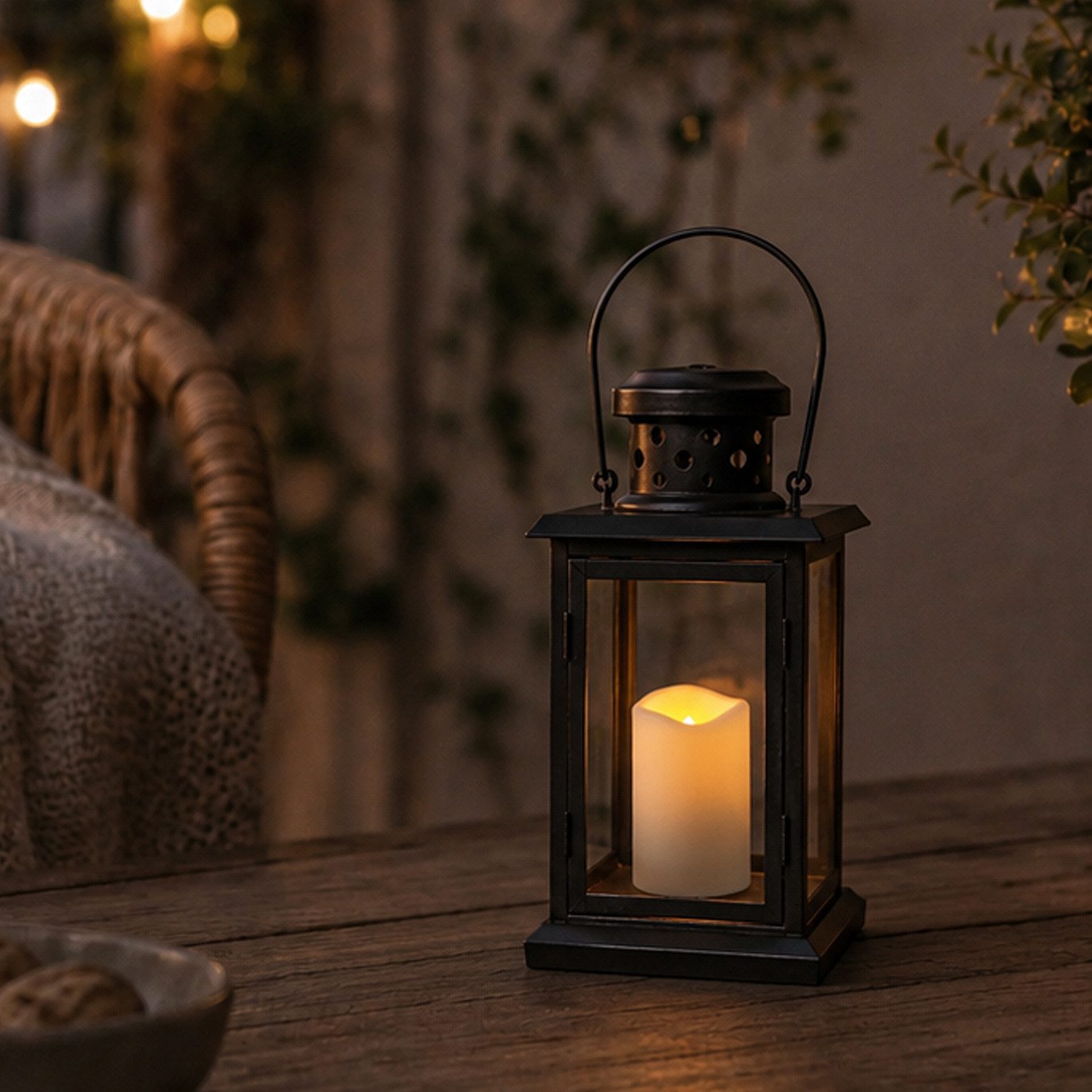 MARELIDA LED-Kerze Grabkerze Mini Stumpenkerze H: 10cm D: 5cm Timer Sensor bis 750h weiß, LED Classic, gelb