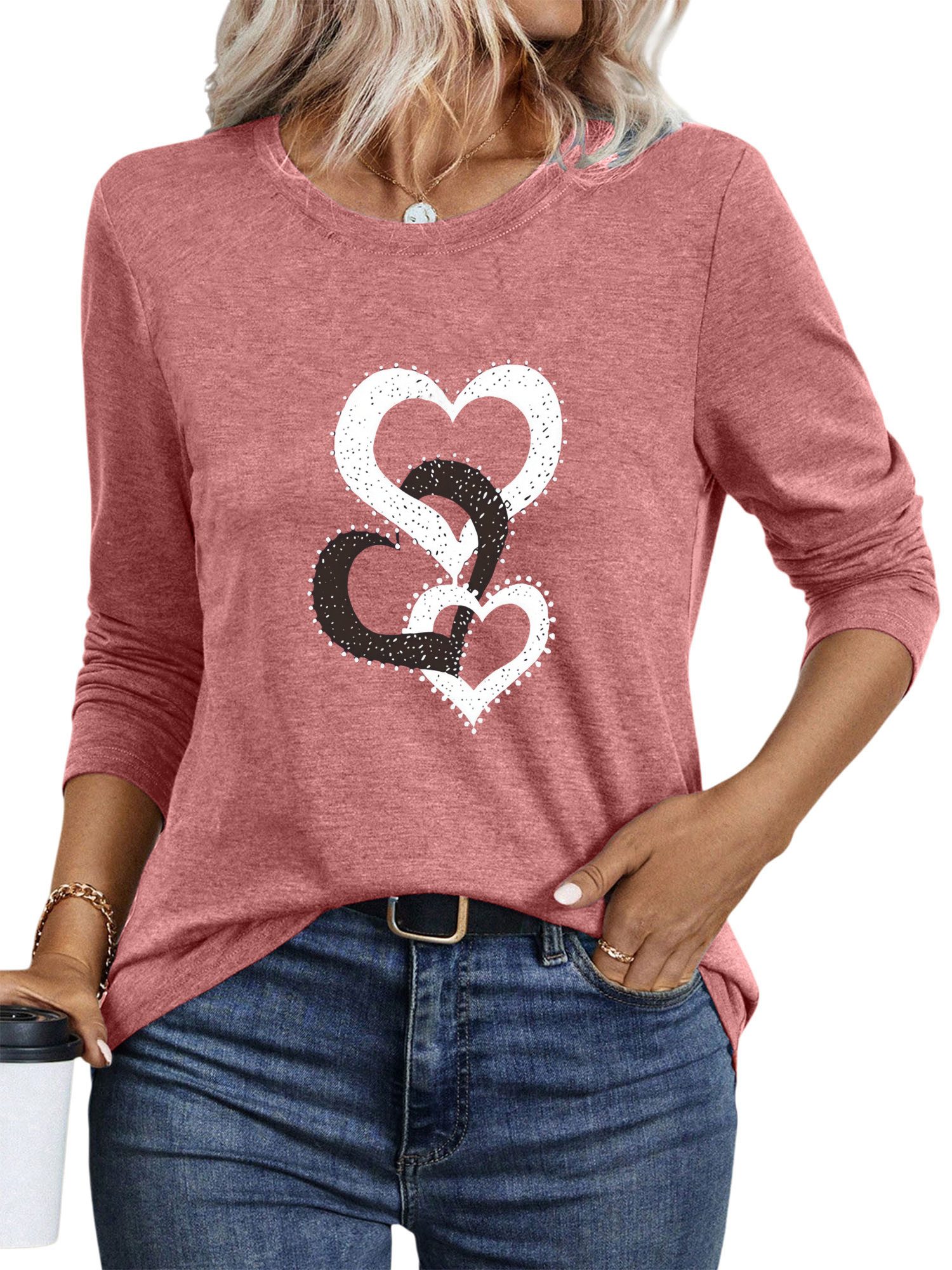 PYLIKE Longsleeve Damen Rundhalsausschnitt Longsleeve mit günstig online kaufen