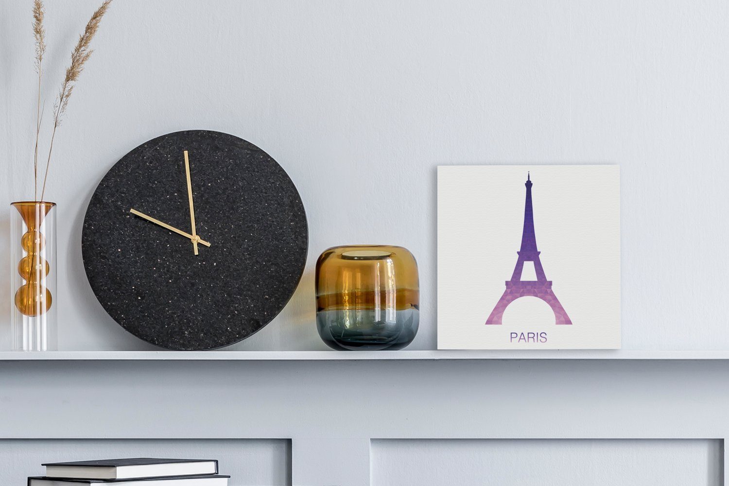 OneMillionCanvasses® Leinwandbild St), Leinwand (1 Eine bunte des Illustration Schlafzimmer Eiffelturms, Bilder Wohnzimmer für