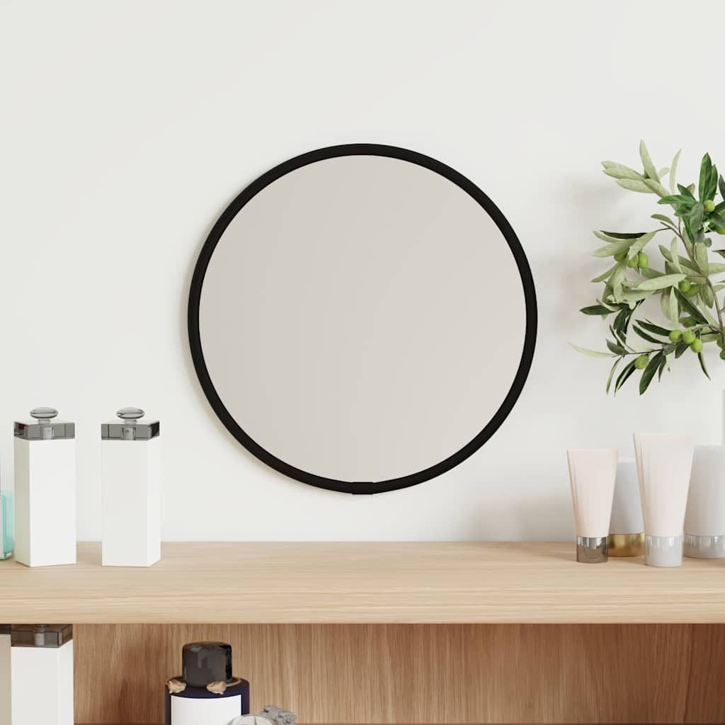 furnicato Wandspiegel Schwarz Ø 20 cm Rund (1-St), Klarer Kosmetikspiegel mit 4 mm Glasstärke für das Badezimmer