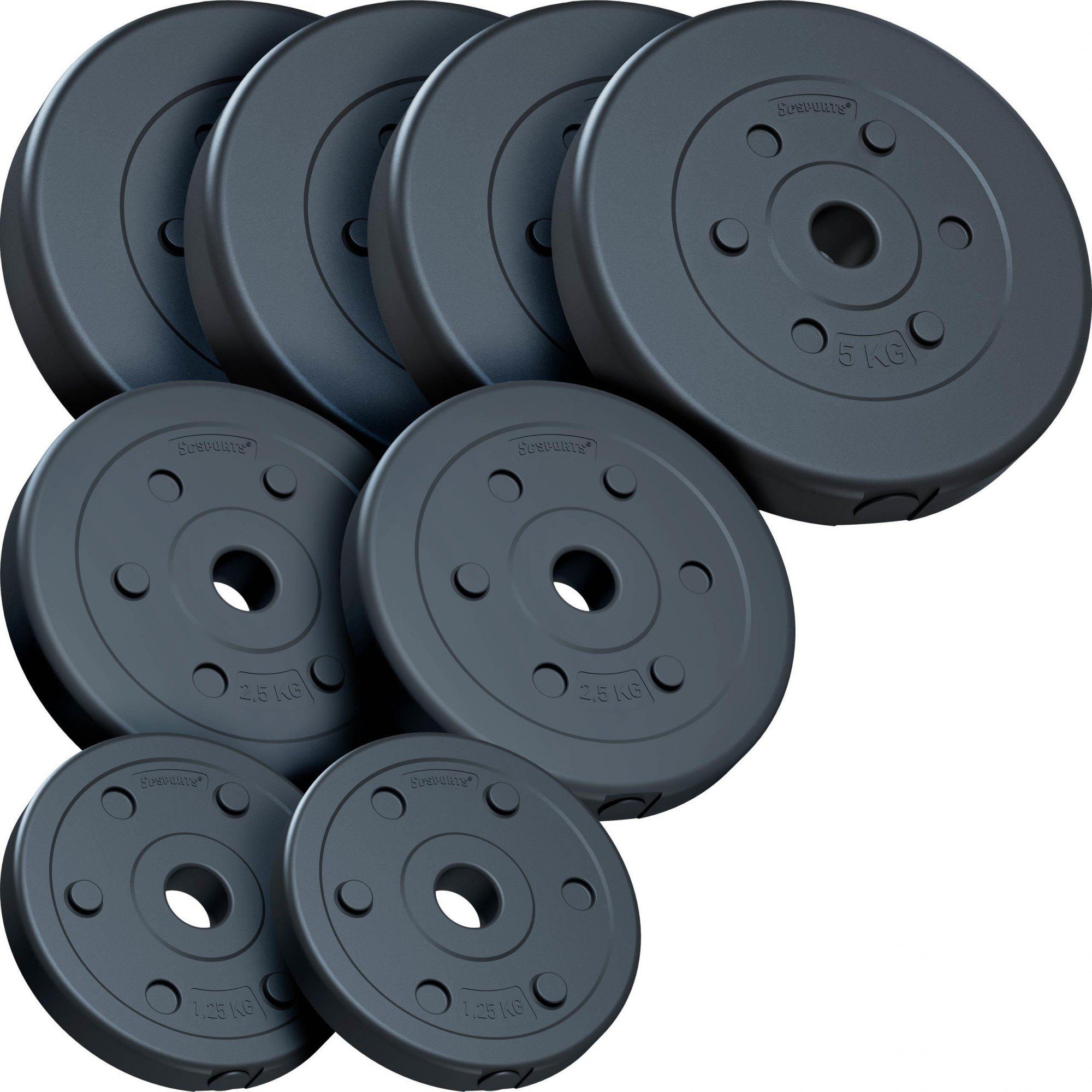 ScSPORTS® Hantelscheiben Set 27,5 kg Ø 30mm Kunststoff Gewichtsscheiben Gewichte, (10002547-tlg) | Hantelscheiben