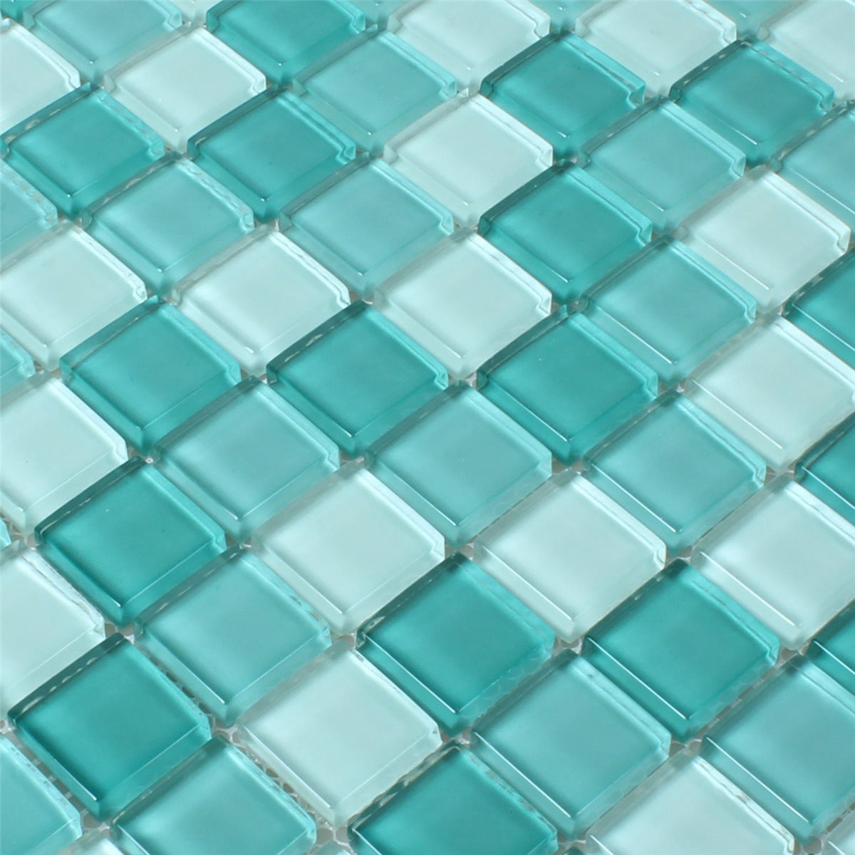 Mosafil Mosaikfliesen Glasmosaik Fliesen Grün Mix 25x25x8mm, Glas 32.700x30.200, grün-hellgrün, Verlegefertig auf ein Netz geklebt - Frostsicher - Wasserfest