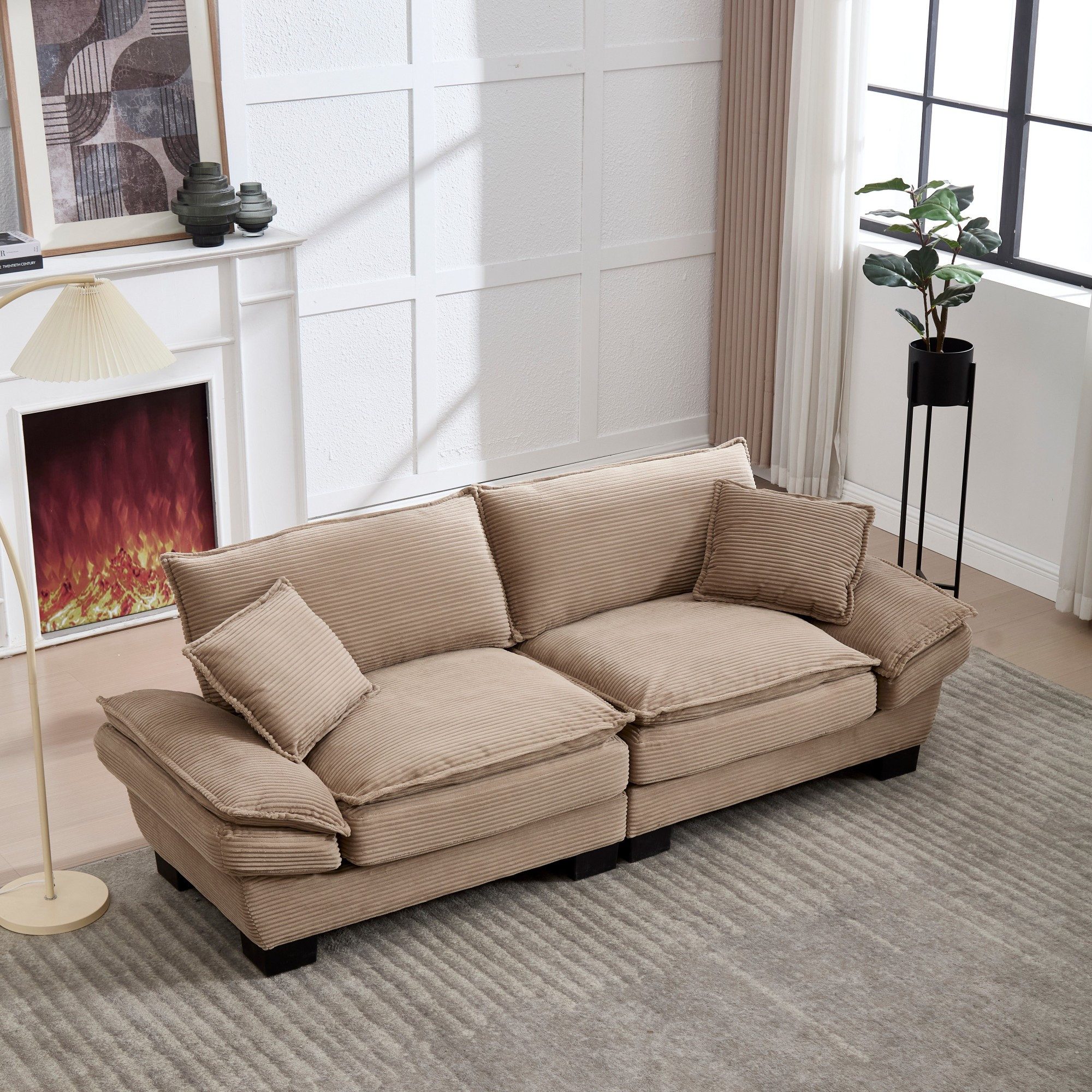 LVHOM Loungesofa 224x81x81 cm, 2er-Sofa mit Tiefsitz & Doppelschicht-Polste günstig online kaufen