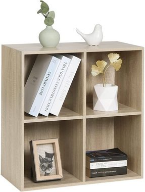 Woltu Bücherregal, 1-tlg., Würfelregal 4 Fächer aus MDF 60x30x60cm Eiche