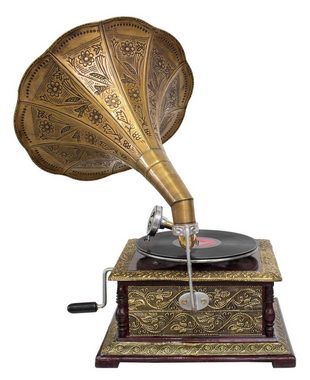 Aubaho Dekoobjekt Nostalgie Grammophon Dekoration mit Trichter Grammofon Antik-Stil (l2)