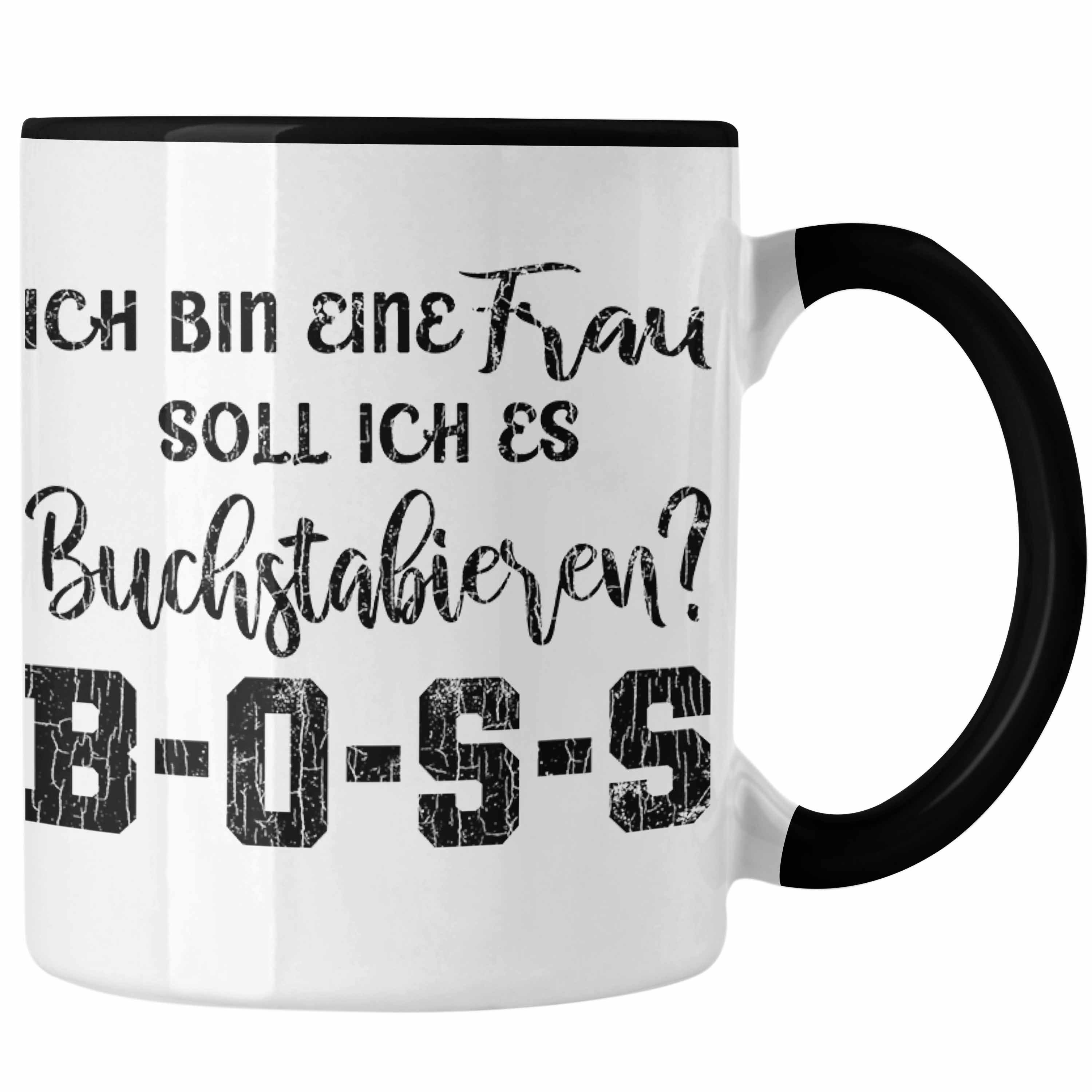Trendation Tasse Trendation - Kaffeetasse mit Spruch Frauen Geschenk Frau Lustige Sprüche Boss Spruch Mama Tasse schwarz