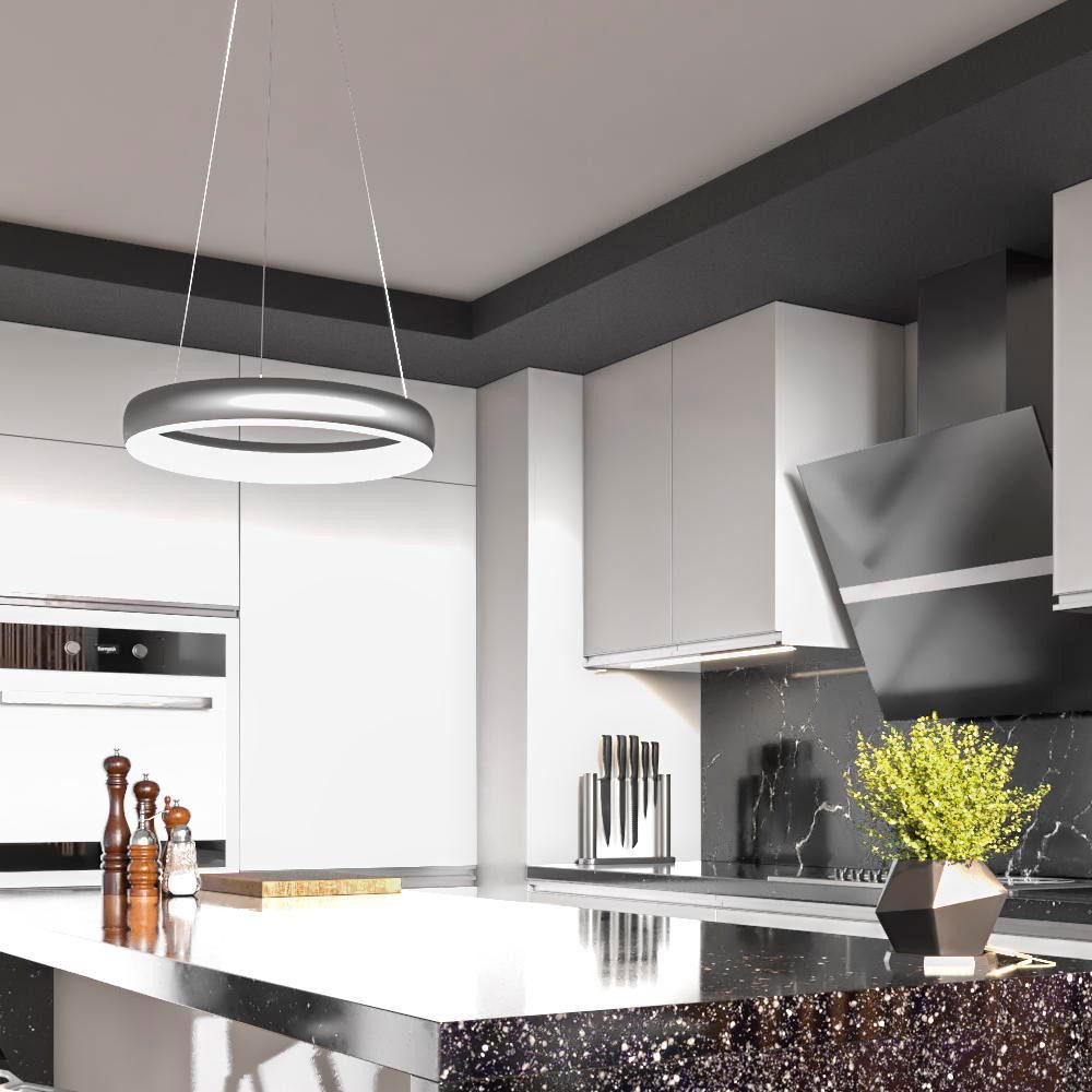 WOFI Pendelleuchte LED Pendelleuchte Clint in Schwarz 24W 1750lm, LED