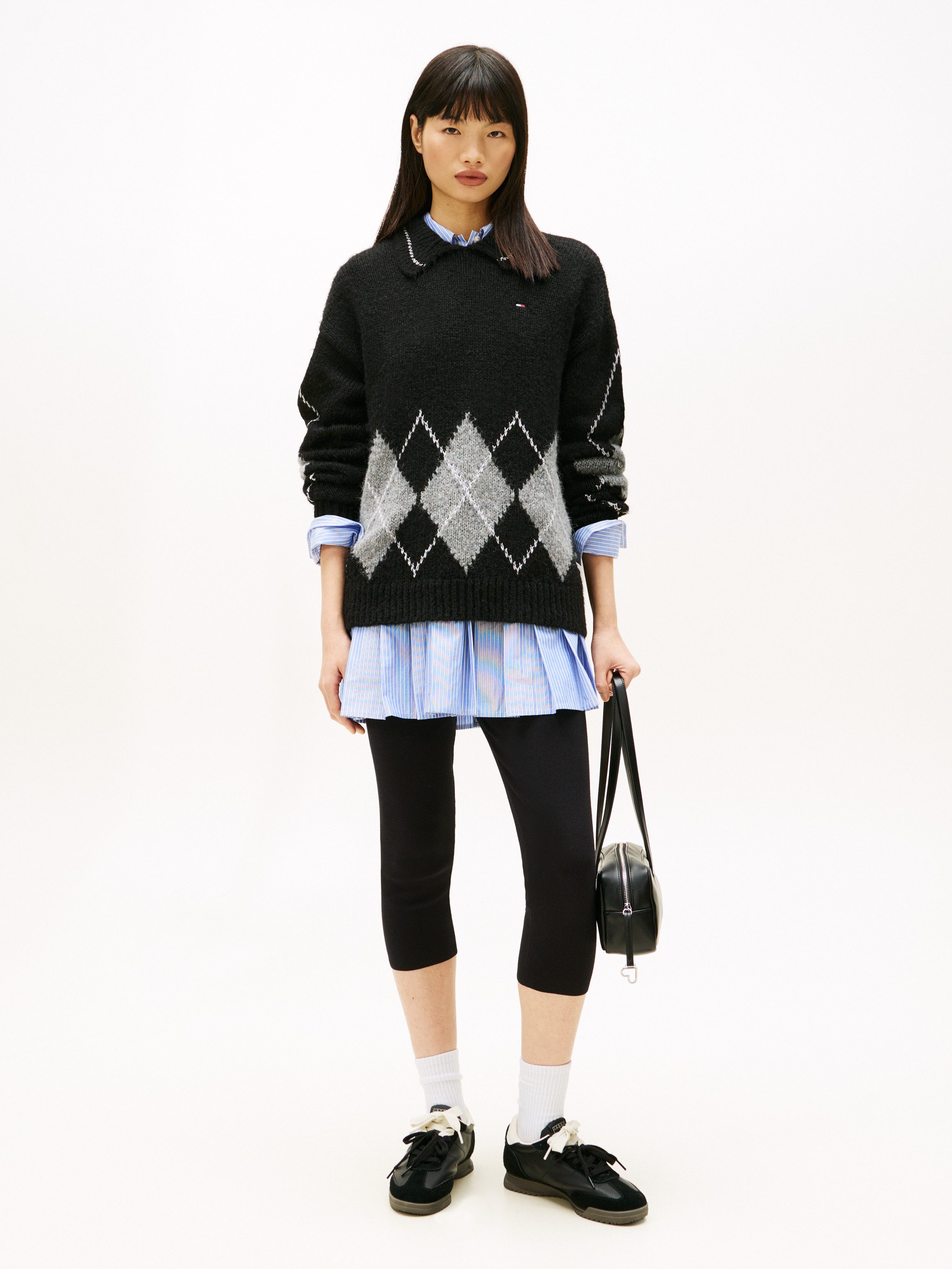 Tommy Jeans Strickpullover TJW OVS ARGYLE POLO SWEATER