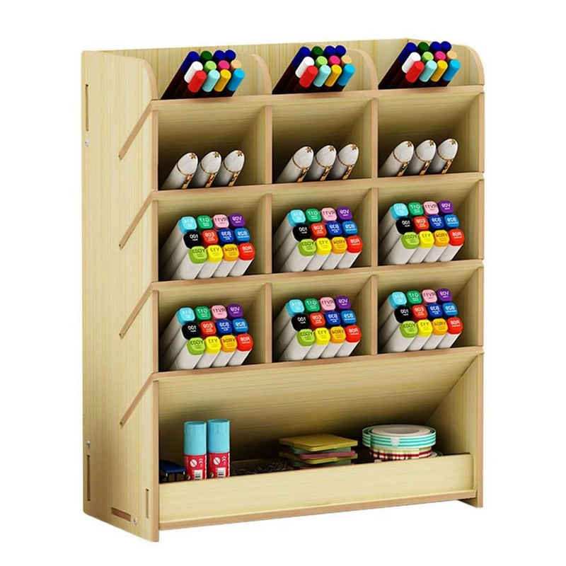 zggzerg Ablageregal Stifthalter Aufbewahrungsbox aus Holz, multifunktionaler Schreibtisch-Organizer für Zuhause, Büro und Schule