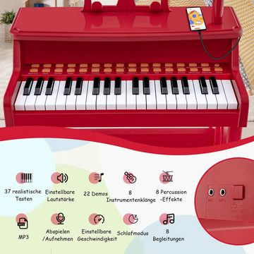 COSTWAY Spielzeug-Musikinstrument 37 Tasten Keyboard, mit Mikrofon