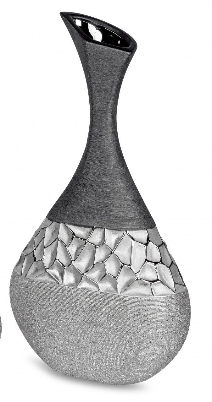 Bodenvase L:26cm Stones, B:12cm Silber H:49cm Keramik formano Modern