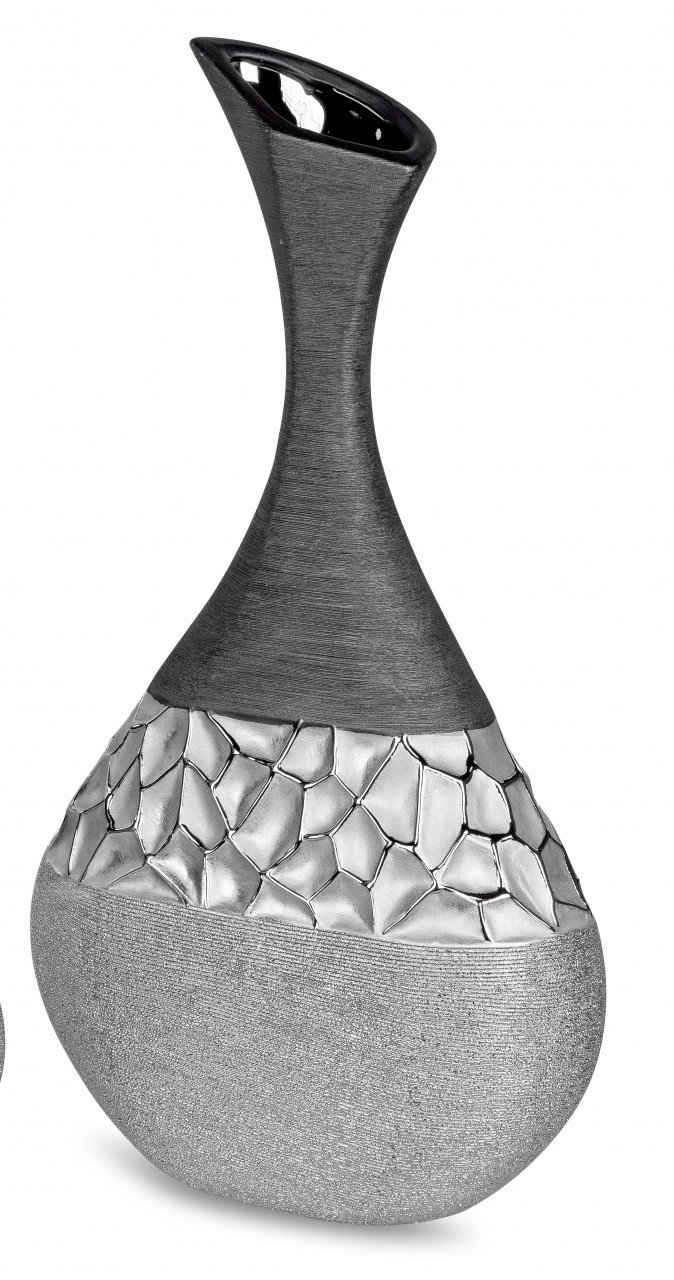 formano Bodenvase Modern Stones, Silber L:26cm B:12cm H:49cm Keramik