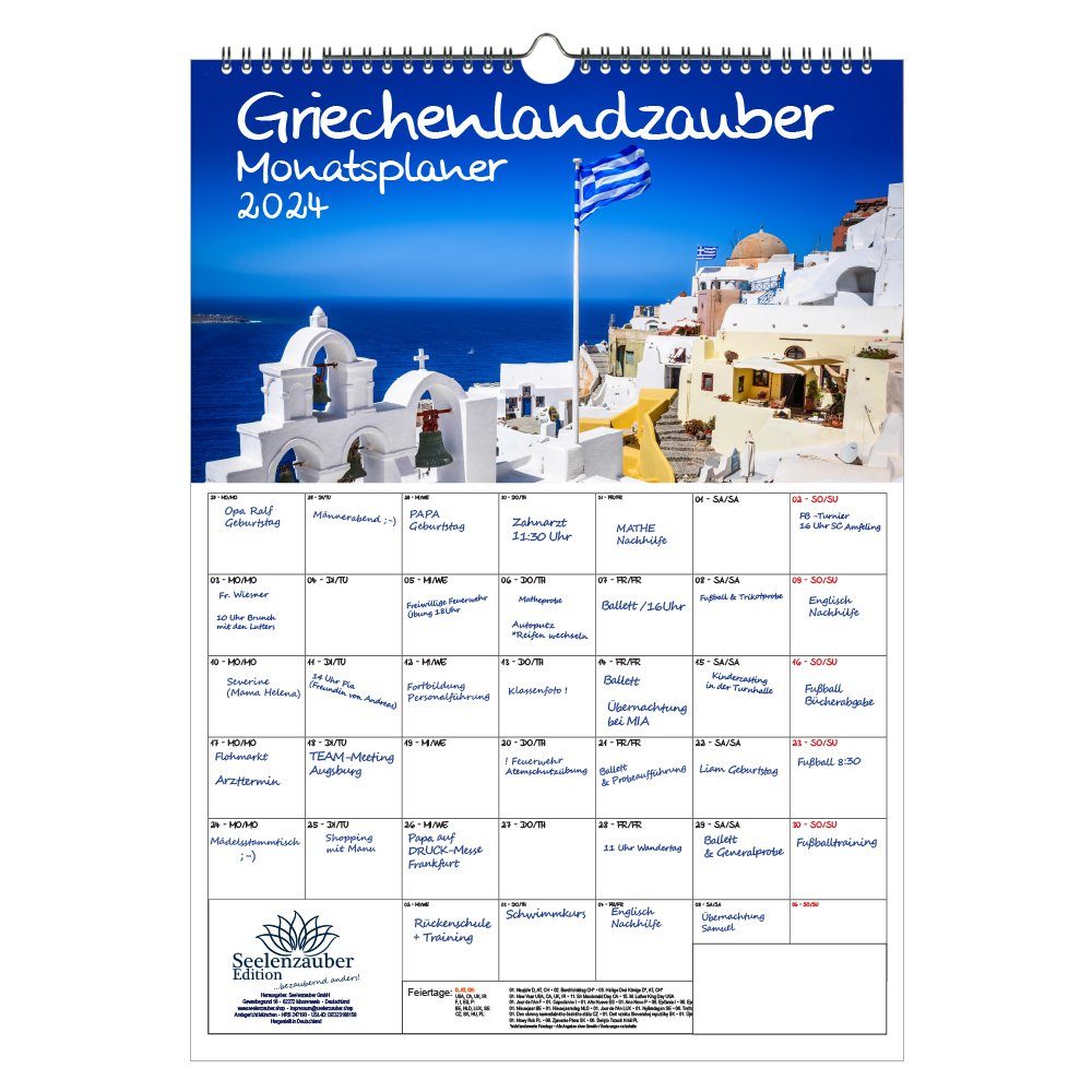 Seelenzauber Wandkalender Griechenlandzauber Planer DIN A3 Kalender für 2024 Griechenland Athen