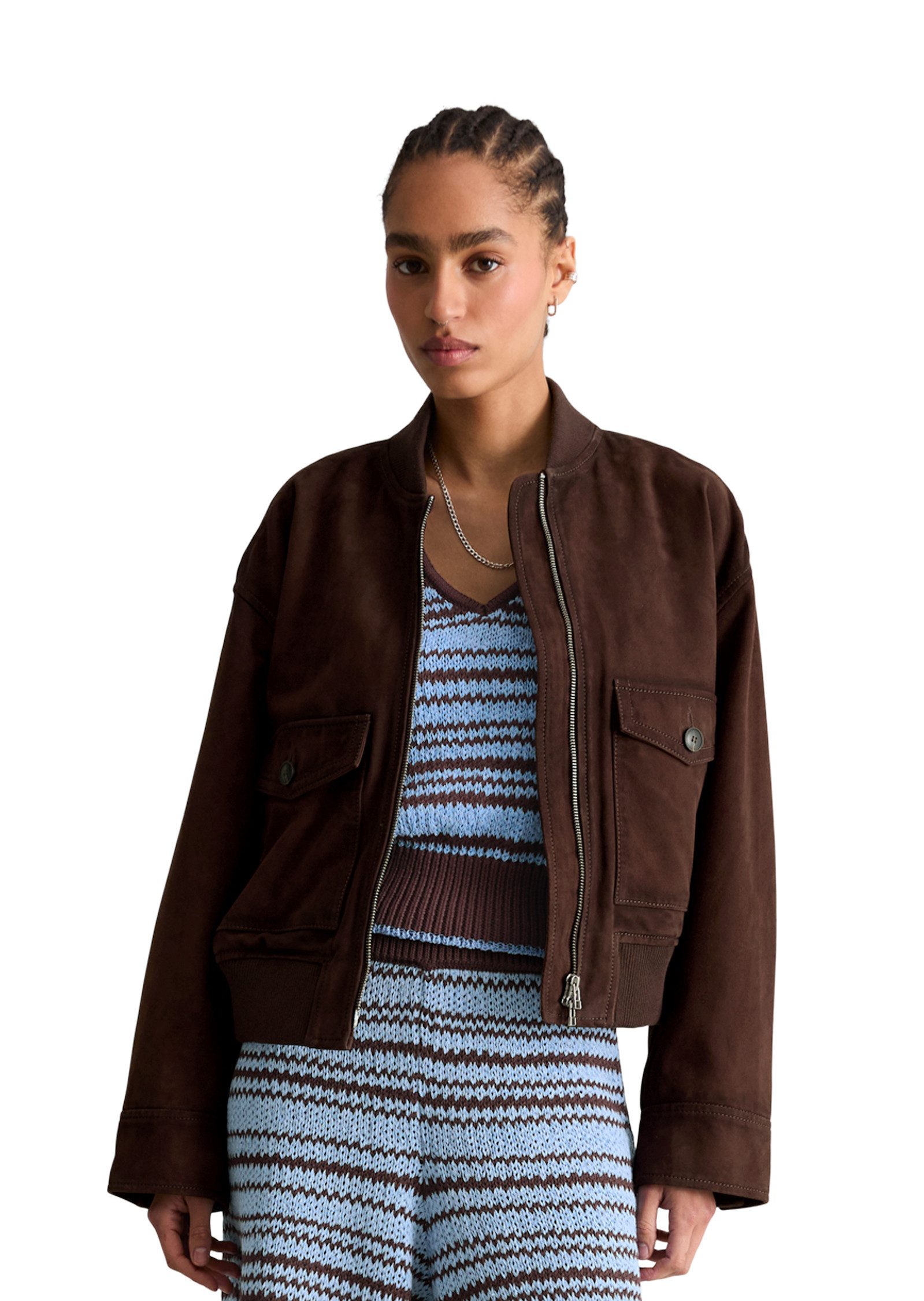 Marc O'Polo DENIM Lederjacke aus weichem Ziegenveloursleder