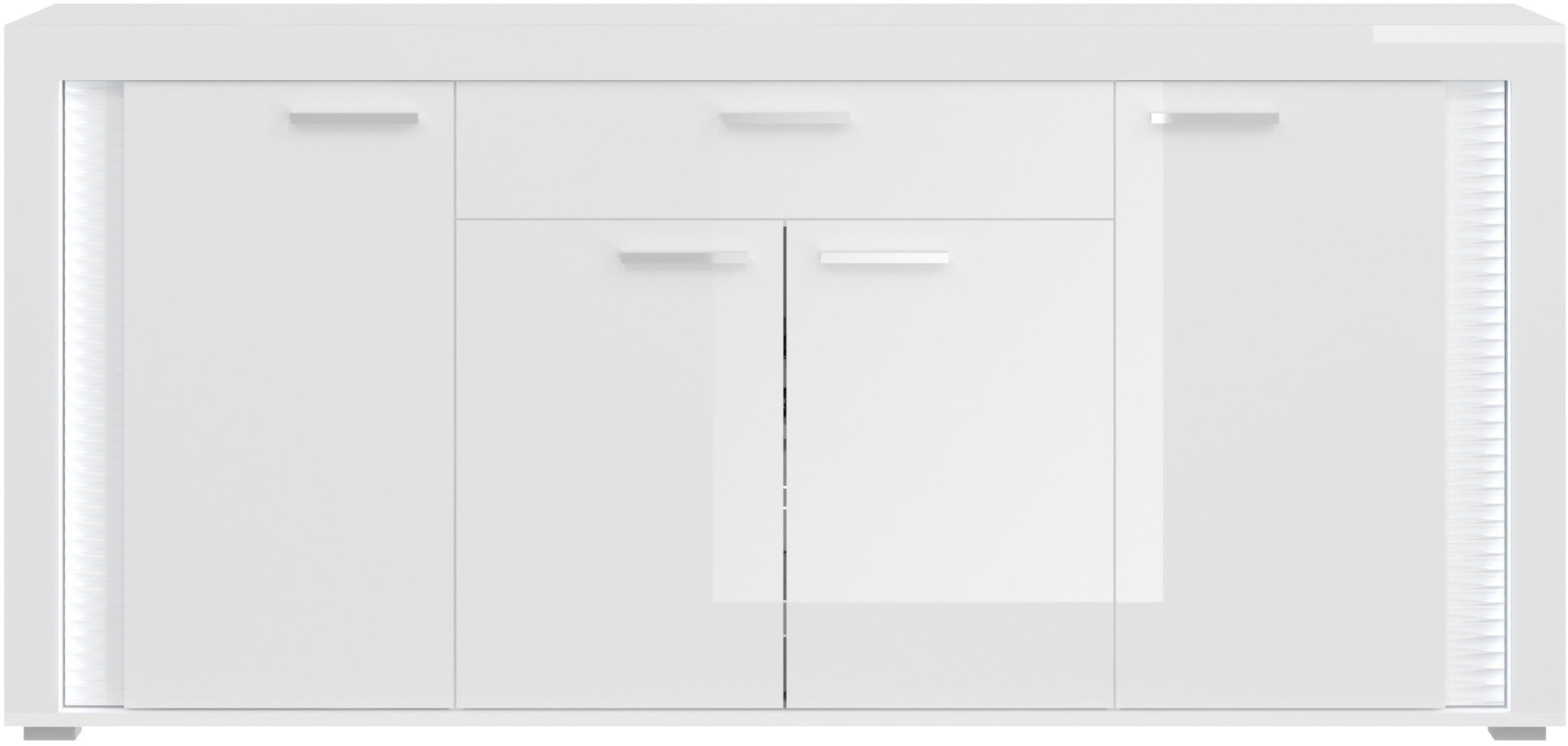Home affaire Sideboard Viborg, Breite 182cm, inkl. vertikaler Frontbeleuchtung, 4 Türen, 3 Einlegeböden, 6 Fächer, 1 Schubkasten, Anrichte, Schrank