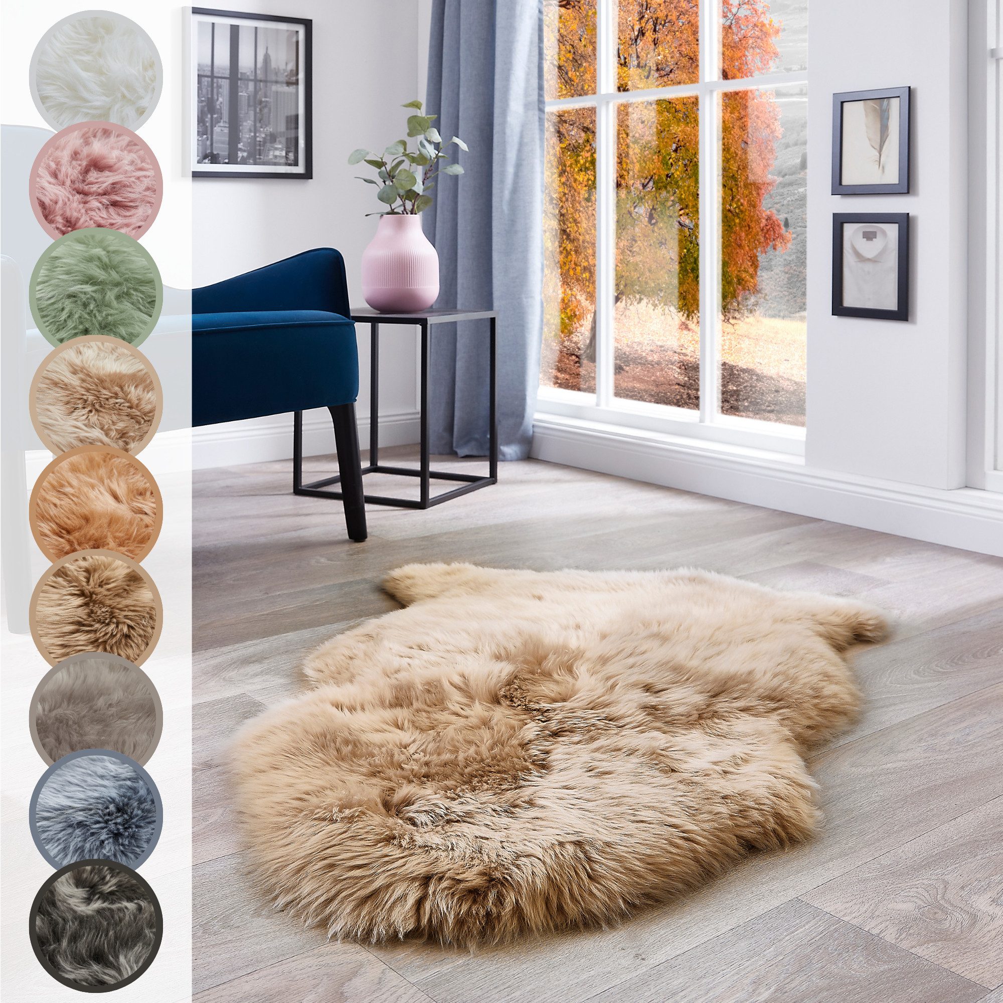 LUXOR living Fellteppich Schaffell Namika, fellförmig, Höhe: 50 mm, echtes Lammfell, weich & flauschig, große Farbauswahl, in 2 Größen