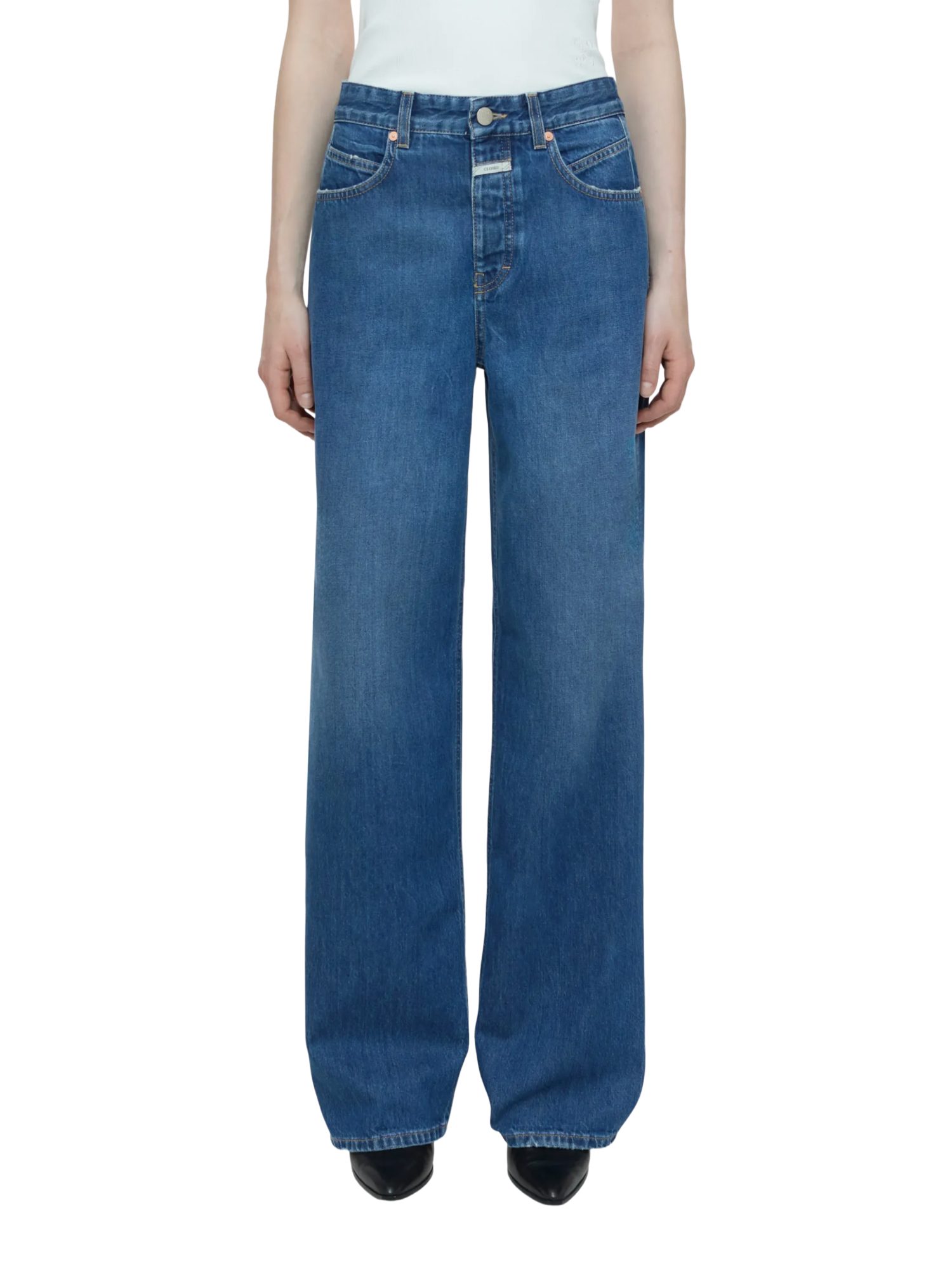 CLOSED Stoffhose blau,Casual,Baumwolle,Unifarben,Wide Leg,Mittel