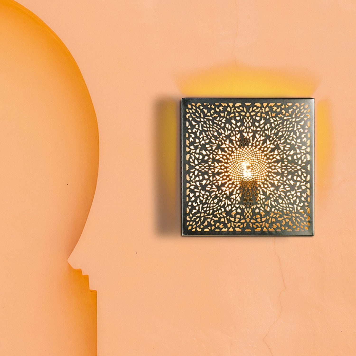 Marrakesch Orient & Mediterran Interior Wandleuchte Orientalische Wandlampe Wandleuchte Wanddeko Yakin Silber, Handarbeit
