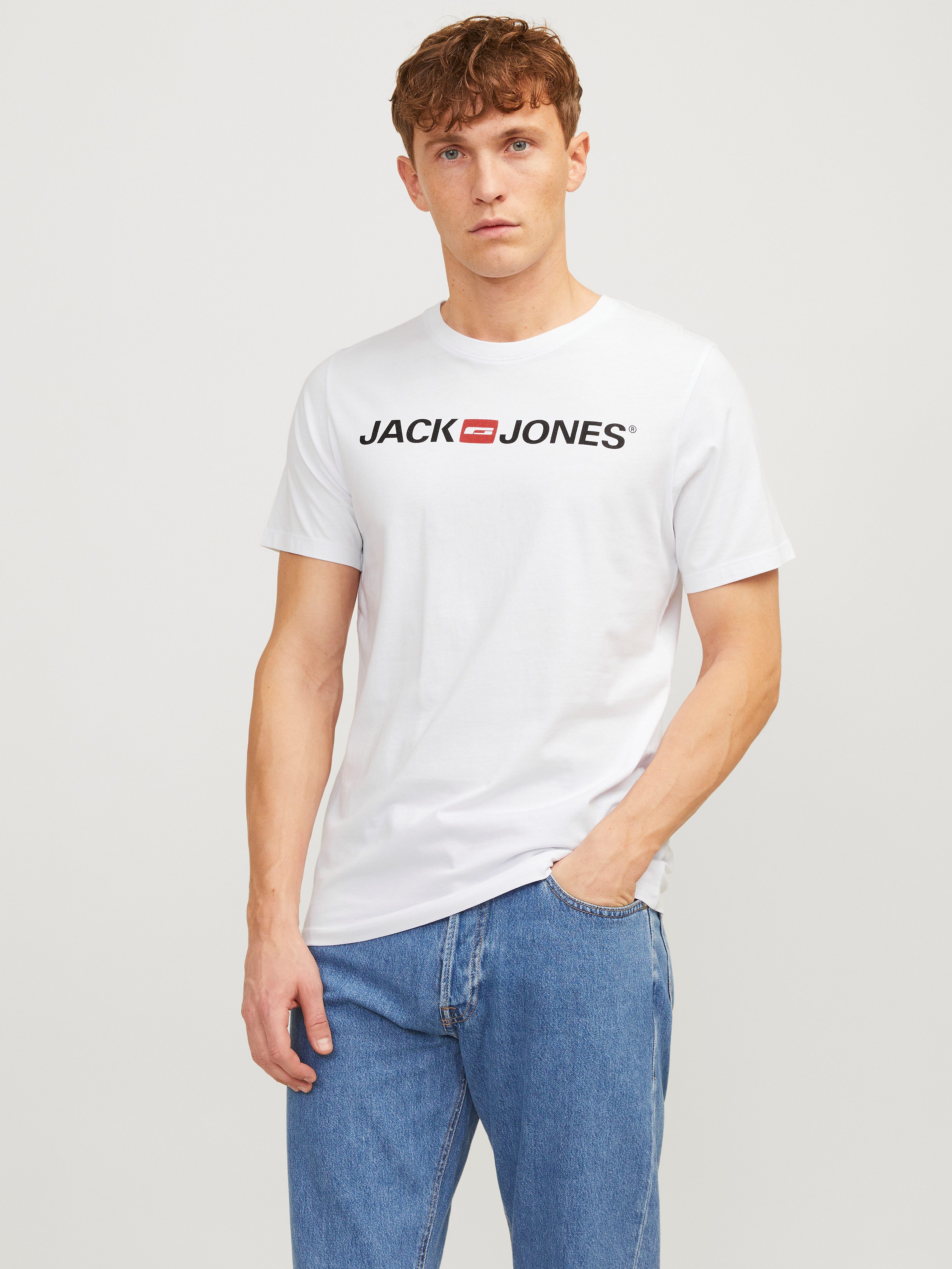 Jack & Jones Rundhalsshirt JJECORP im 3er Pack mit Print und Rundhalsausschnitt (Packung, 3-tlg., 3er-Pack) unifarben, modisch, regular fit, Baumwolle, Rundhals