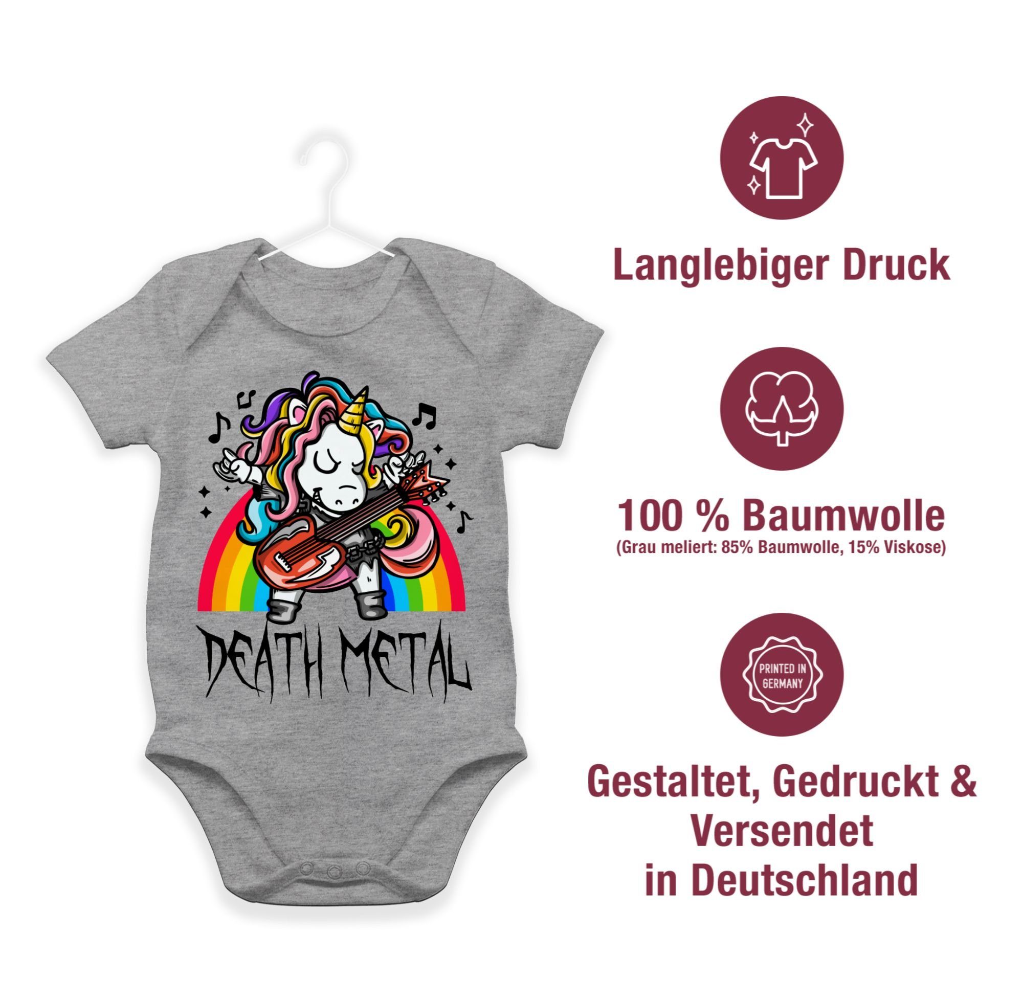 Sprüche Shirtracer Grau 2 - Shirtbody Unicorn meliert Einhorn Baby Death Metal