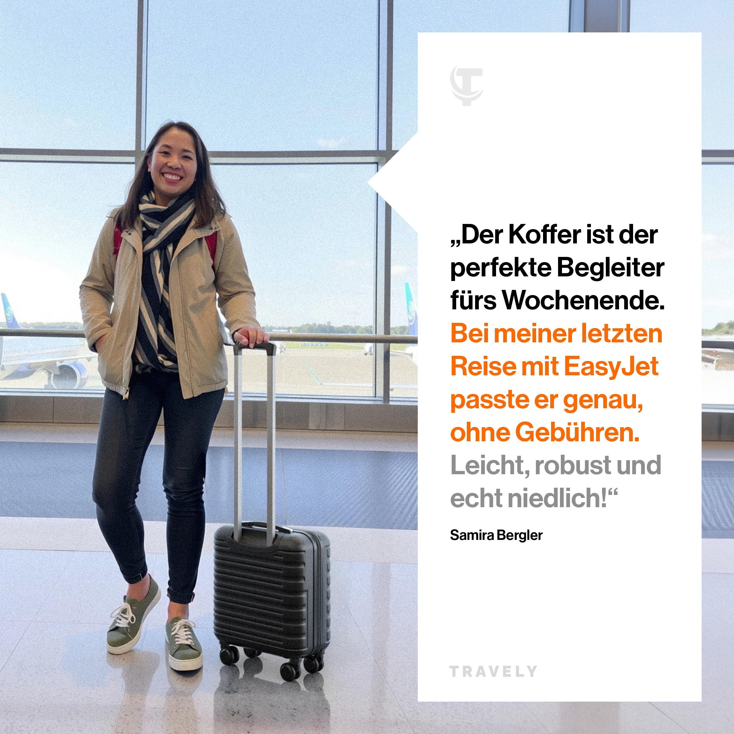 Travely Koffer Polycarbonat Handgepäck Koffer 45x36x20cm - für Easyjet etc, 4 Rollen, Designed in Germany, austauschbare Griffe und Rollen – Bild 5 von 5