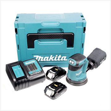 Makita Exzenterschleifer DBO 180 SAJ Akku Exzenterschleifer 18 V 125 mm + 2x Akku 2,0 Ah + Lad