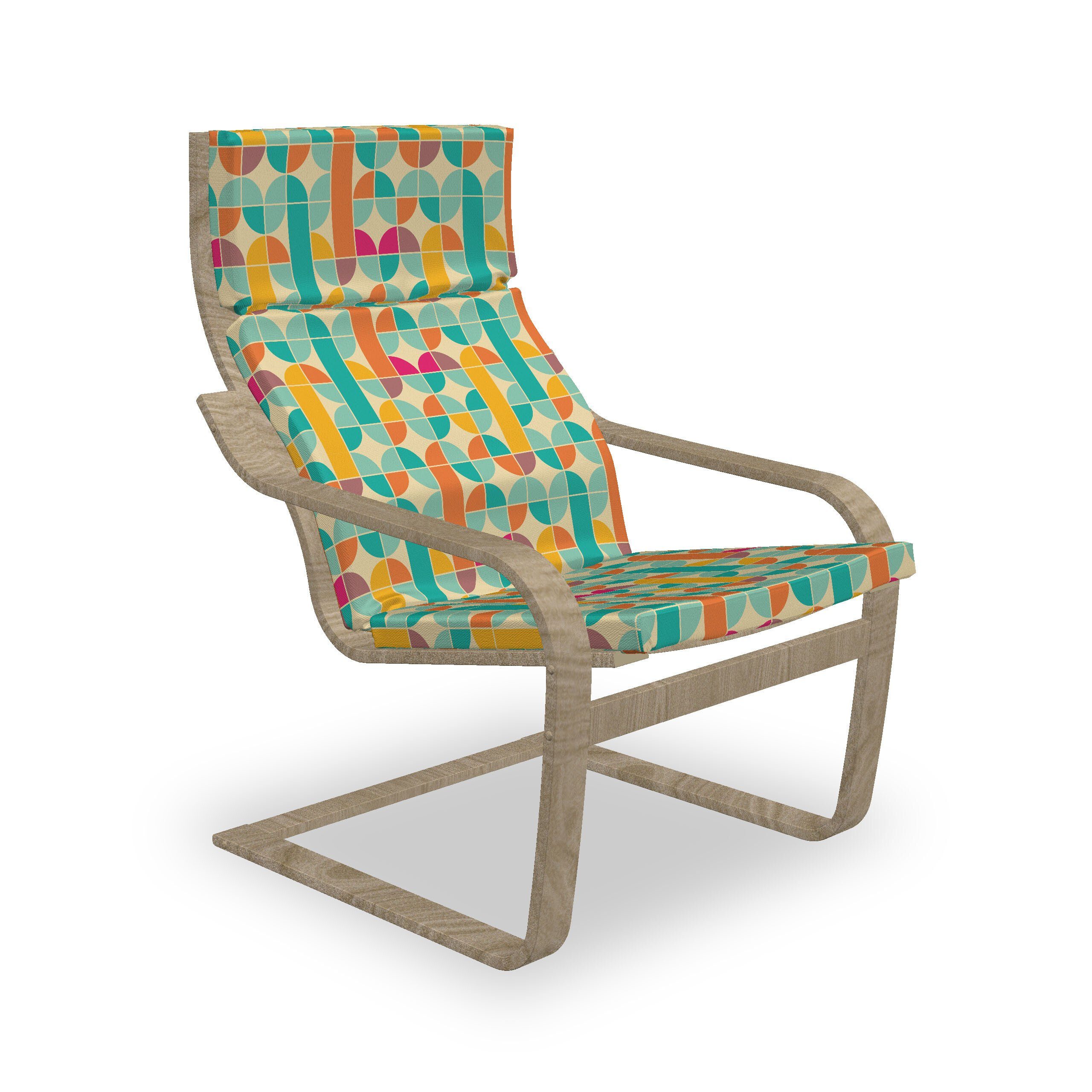 Abakuhaus Stuhlkissen Sitzkissen mit Stuhlkissen mit Hakenschlaufe und Reißverschluss, Retro Funky Mosaic Forms