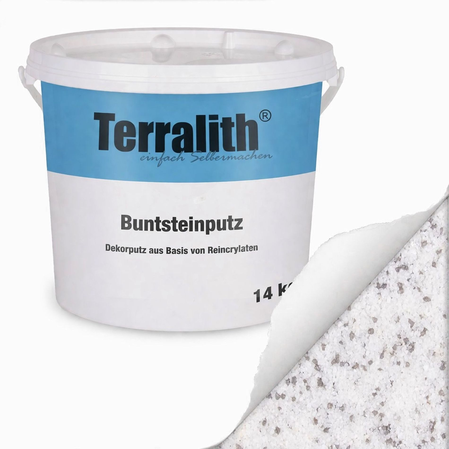 Terralith® Kunstharzputz Buntsteinputz Mosaikputz 1mm -14 kg- BSP1100 (Eimer, Verarbeitungsfertig) Dekorationsputz aus Marmor-Granulat bzw. eingefärbter Körnung