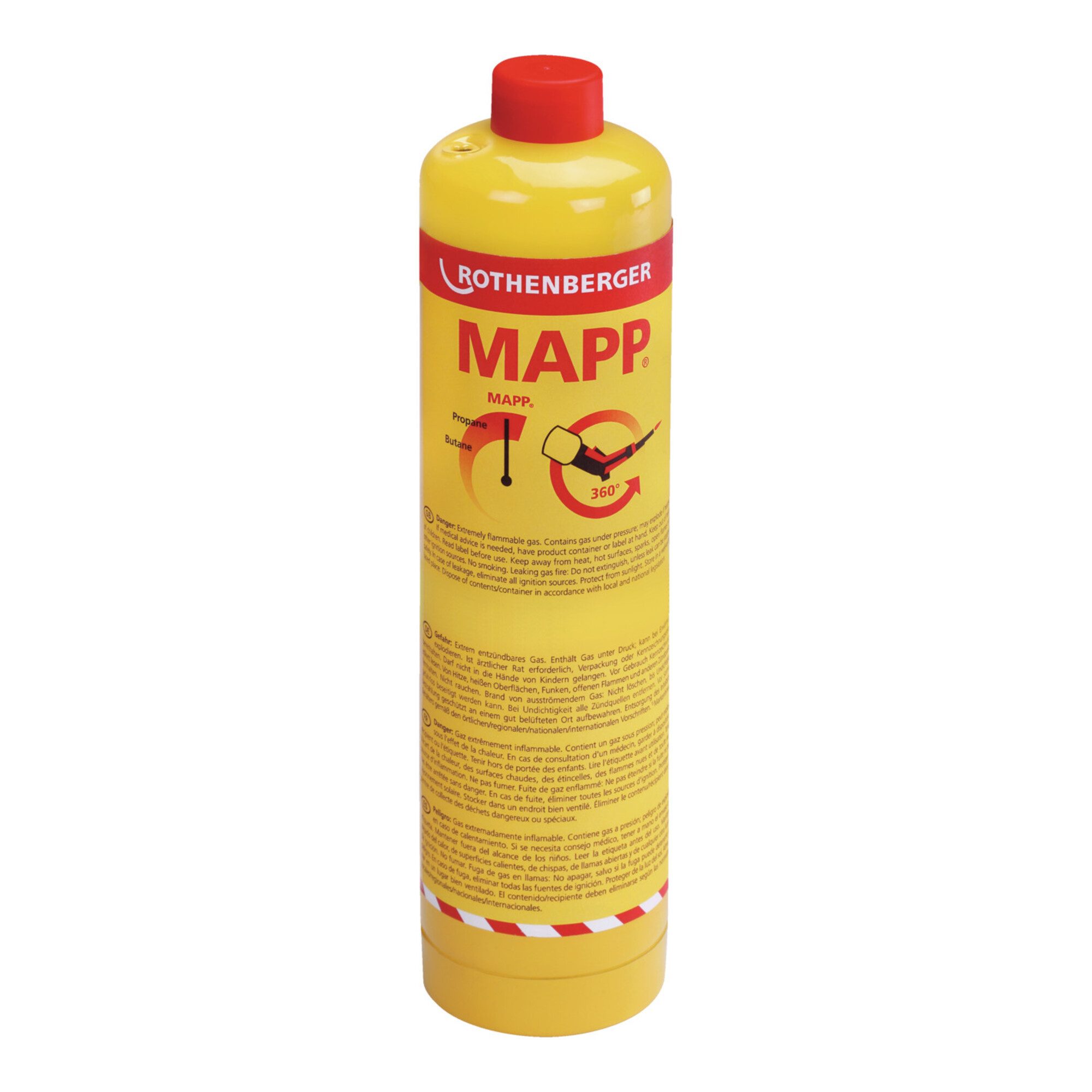 Rothenberger Gaskartusche Rothenberger MAPP Gas, 7/16"-EU, Sprachversion A (DE, GB, FR, ES, IT